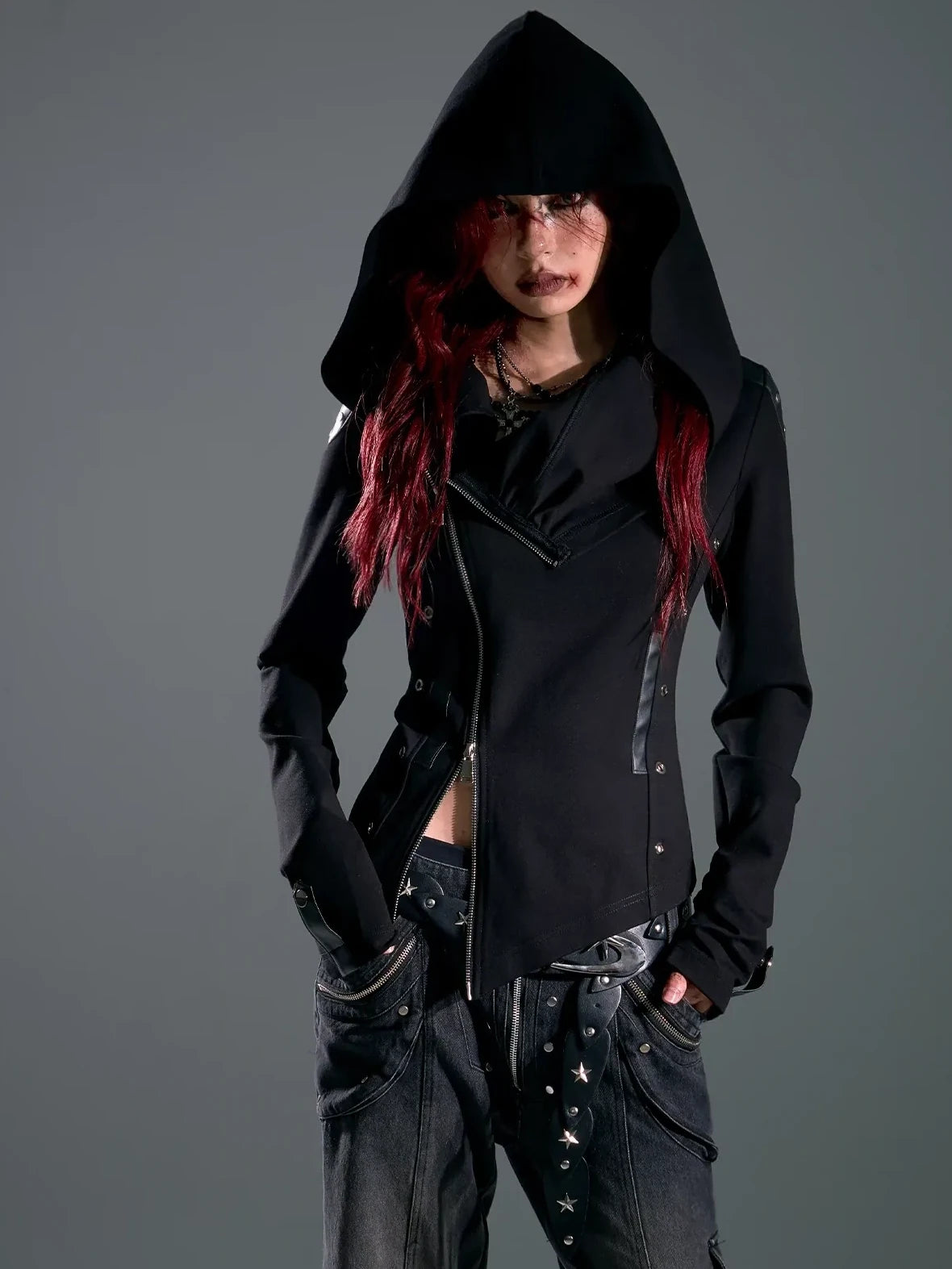 Asymmetric Hooded Wasteland Knit
