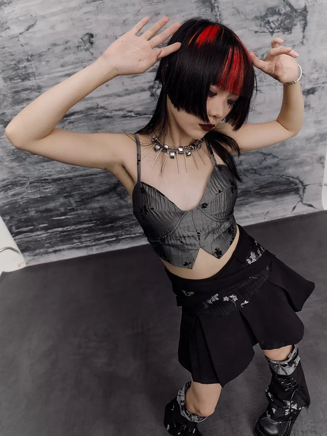 Frustration Garden Chinese Punk Sleeveless Crop Top