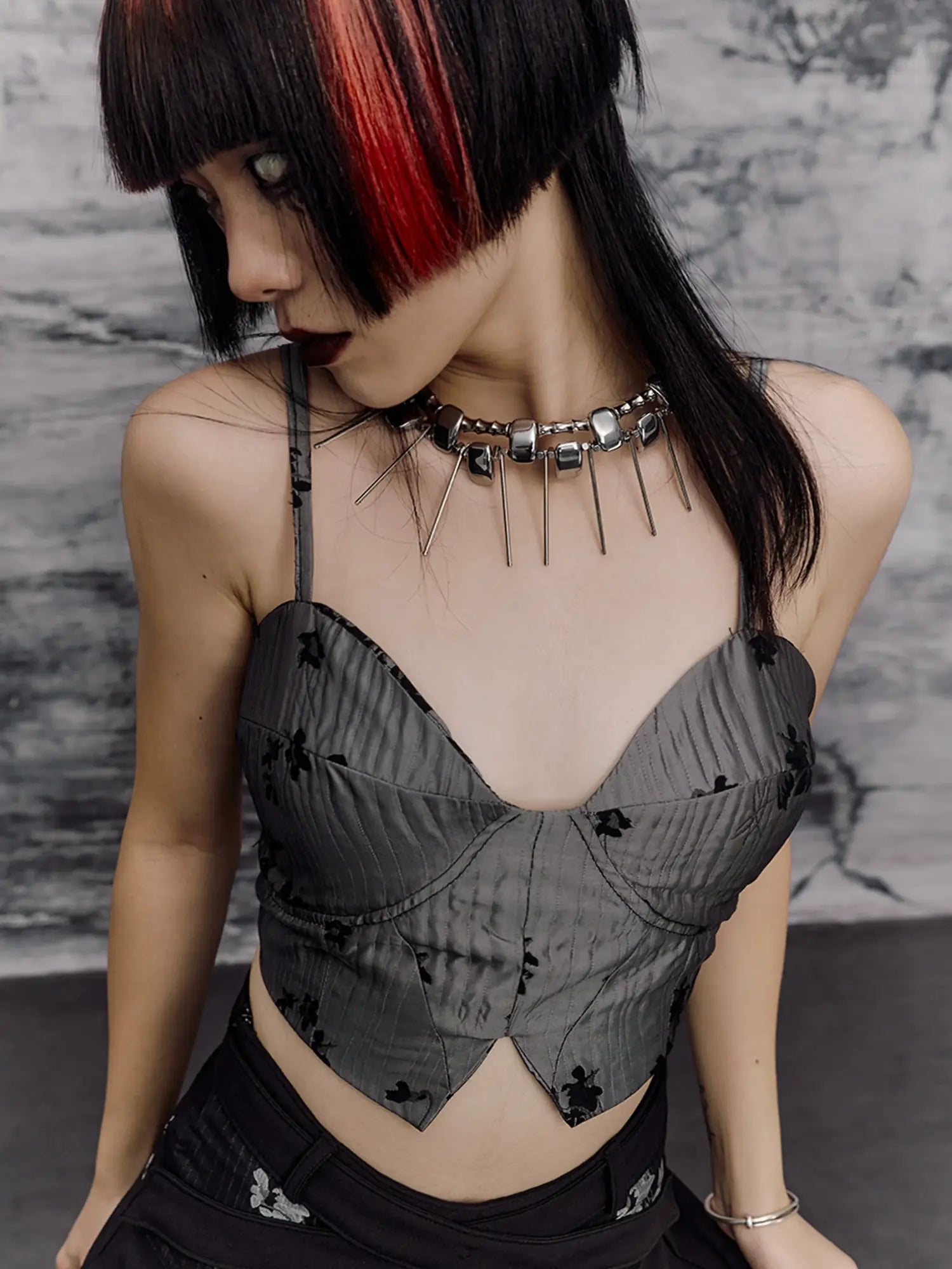 Frustration Garden Chinese Punk Sleeveless Crop Top