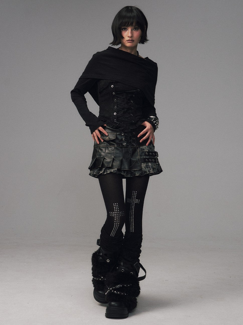 Frustration Garden Dark Gothic Jacquard Patchwork Hooded Women&