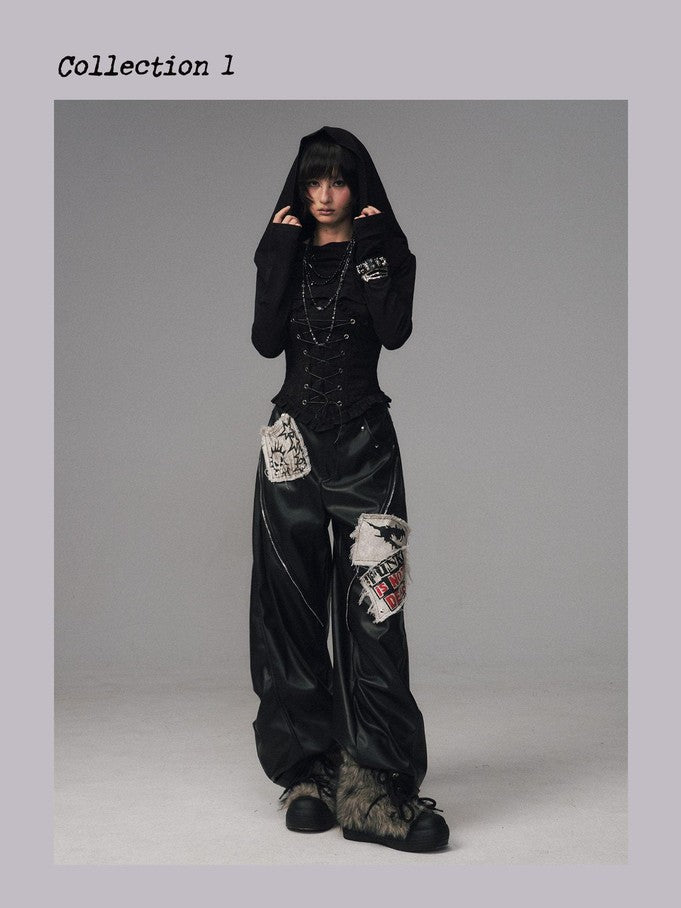 Frustration Garden Dark Gothic Jacquard Patchwork Hooded Women&