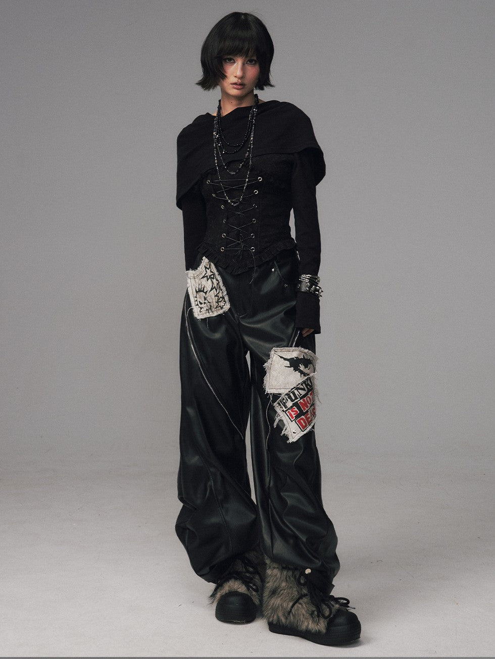 Frustration Garden Dark Gothic Jacquard Patchwork Hooded Women&
