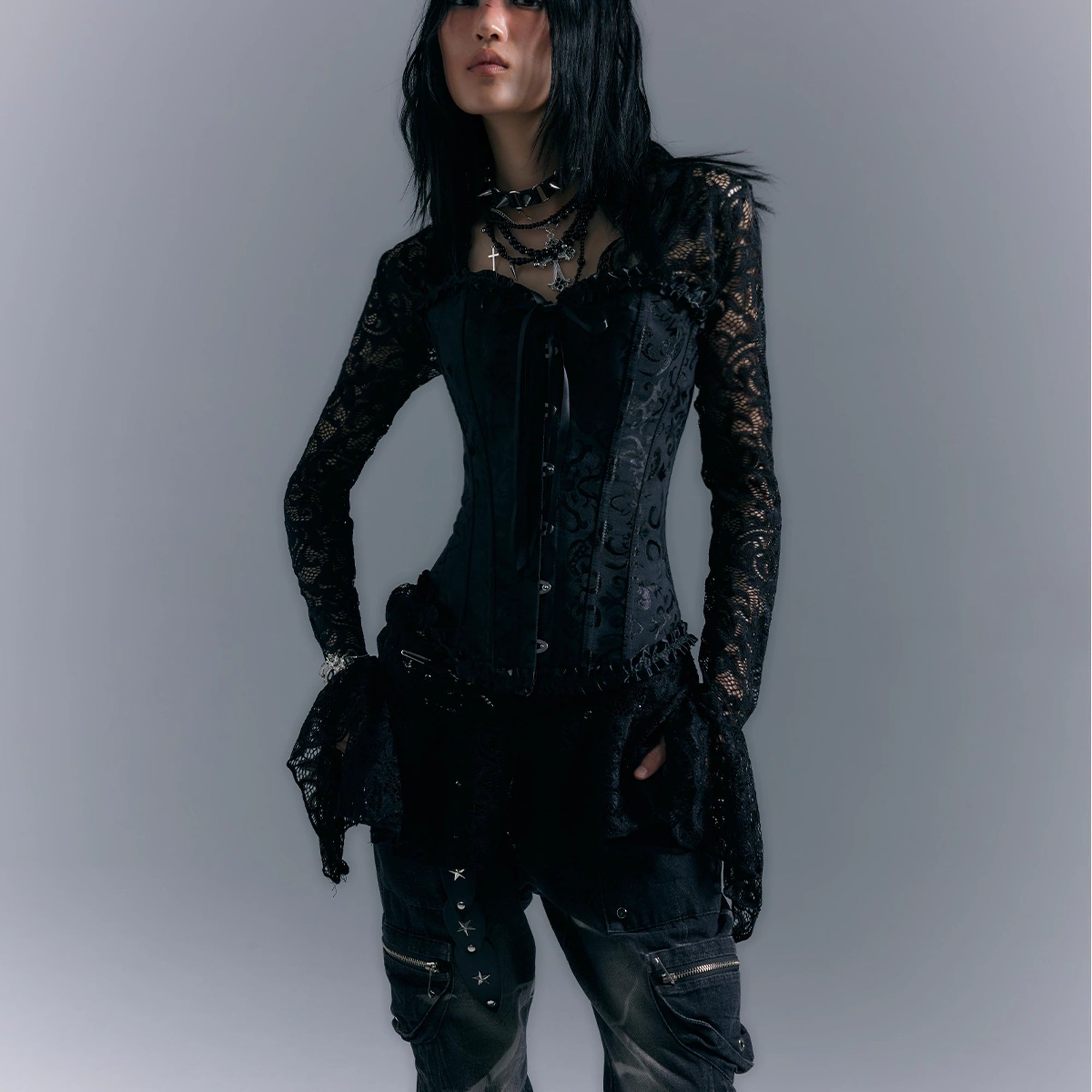 Frustration_Garden_Dark_Gothic_Punk_Lace_Up_Corset_Lace_Dress_Set_MISSTT