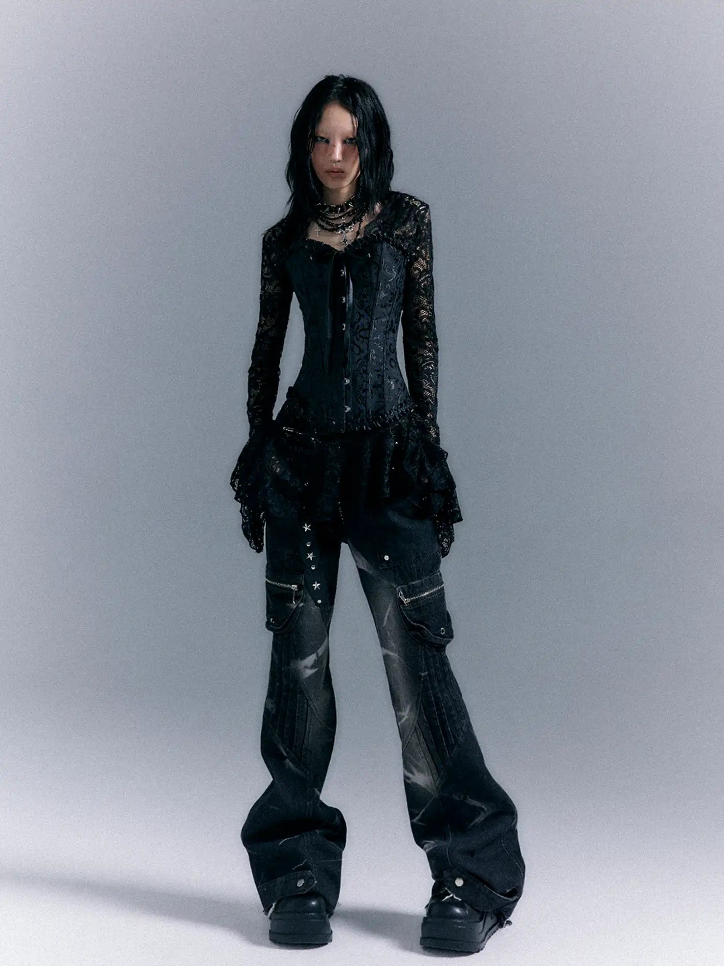 Frustration Garden Dark Gothic Punk Lace Up Corset Lace Dress Set