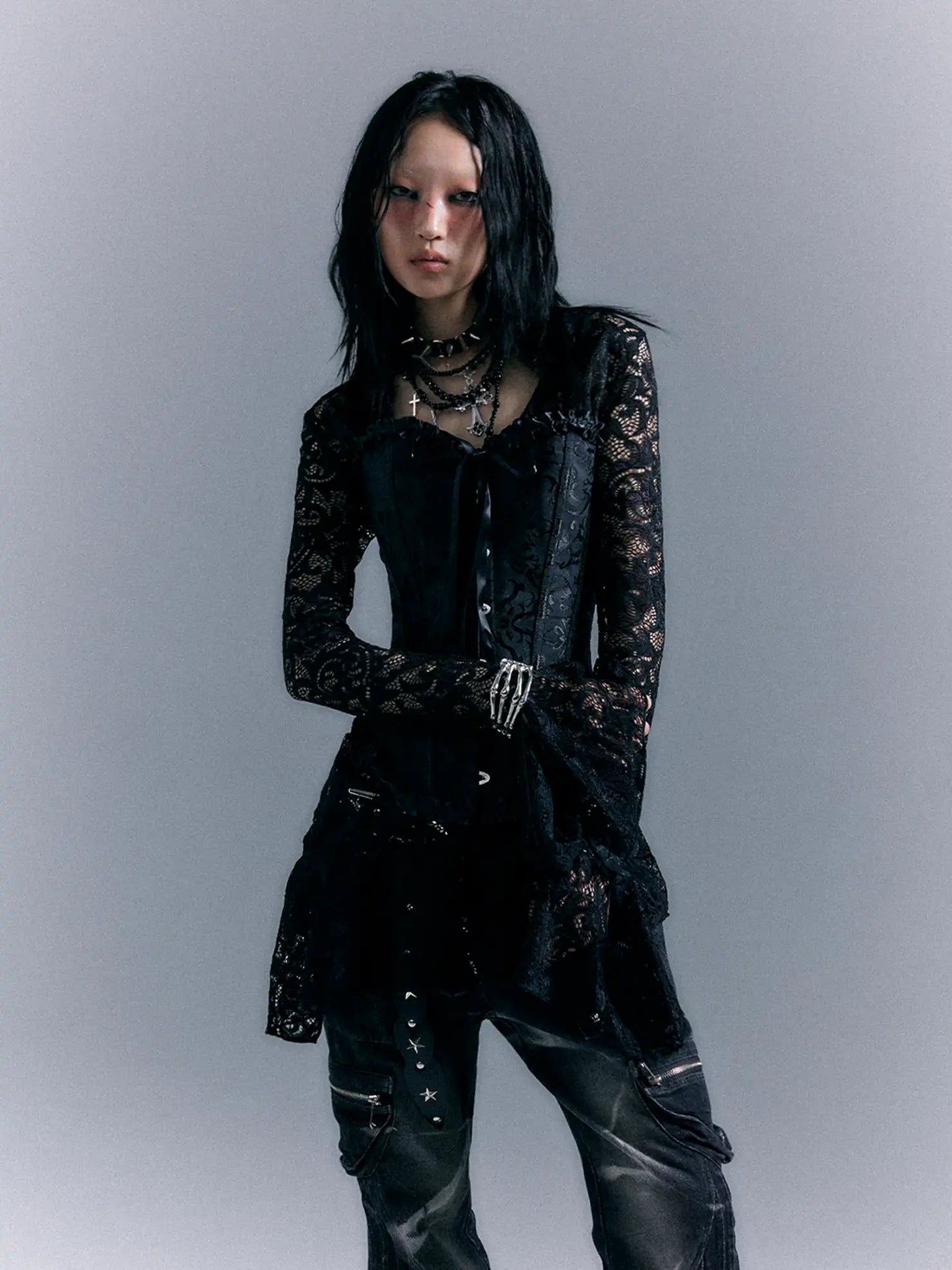 Frustration Garden Dark Gothic Punk Lace Up Corset Lace Dress Set