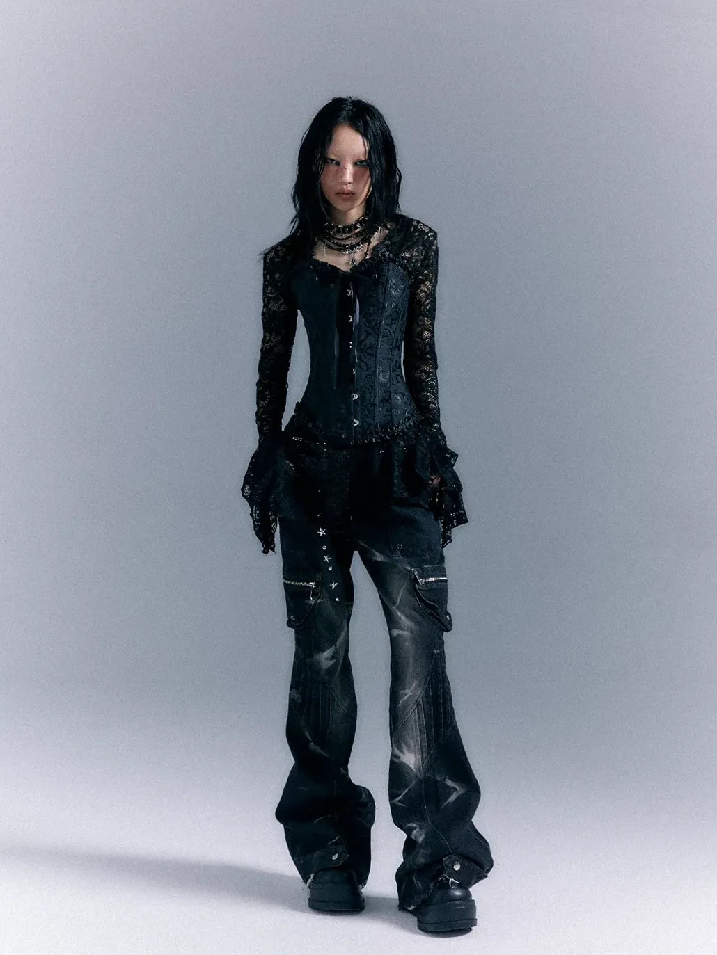 Frustration Garden Dark Gothic Punk Lace Up Corset Lace Dress Set