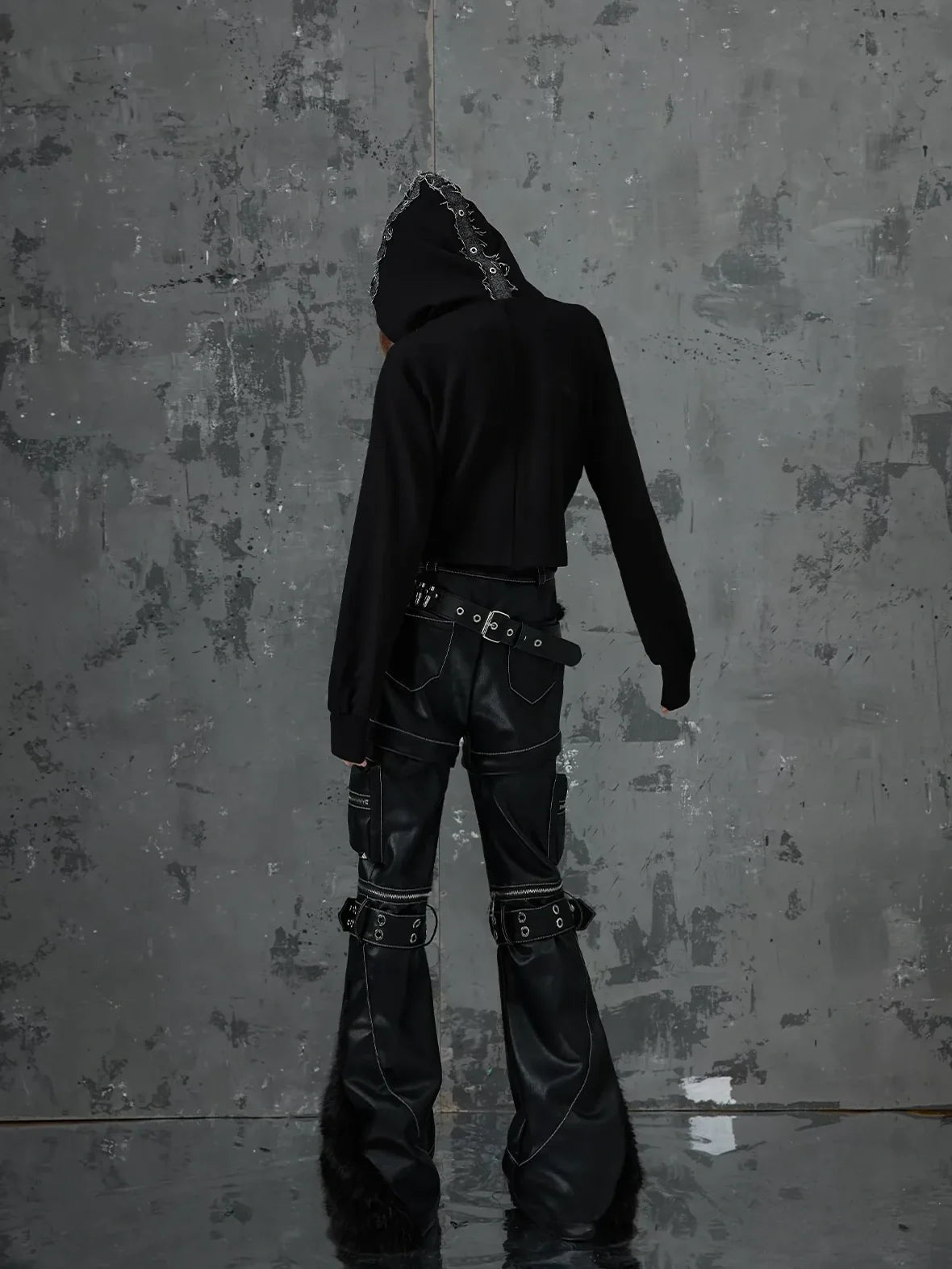Frustration Garden Dark Punk Cross Hooded Knit Top