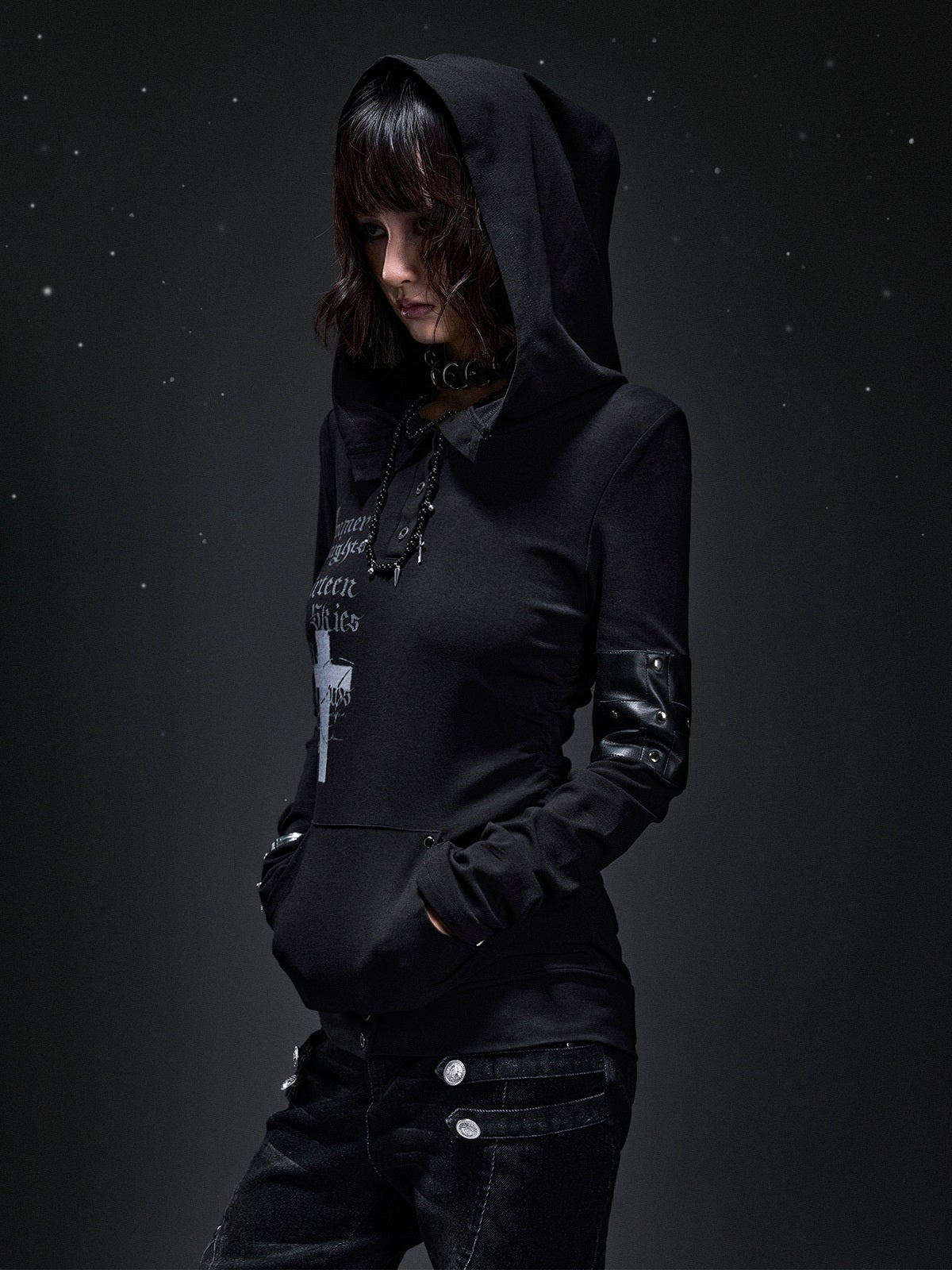 Frustration_Garden_Dark_Punk_Cross_Print_Hooded_Rivet_Women&