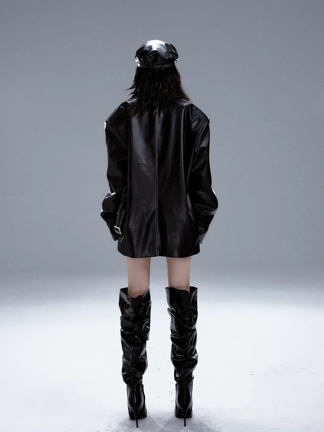 Frustration Garden Dark Punk Metal Trim Leather Blazer