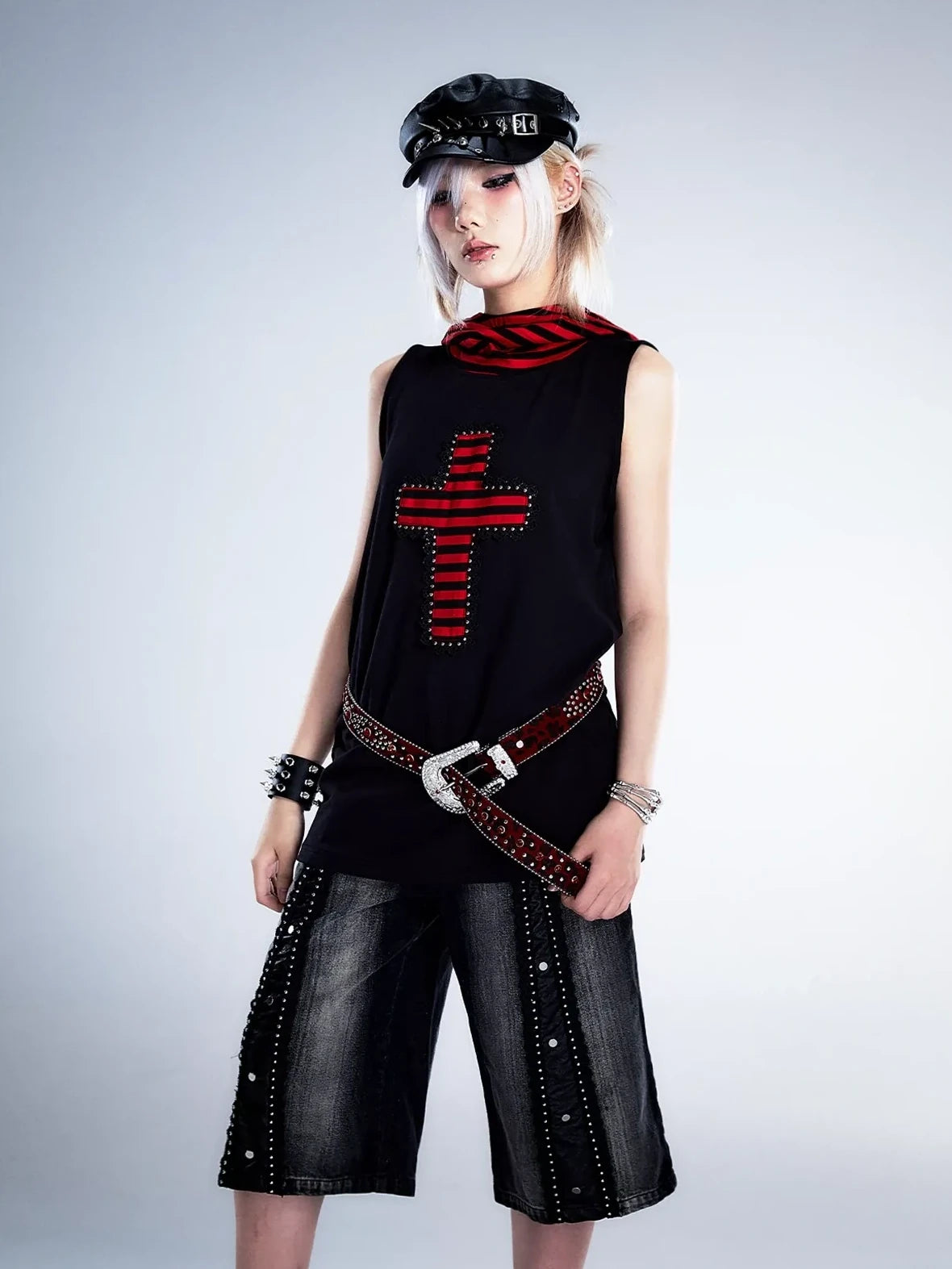 Frustration Garden Deconstructed Denim Wide Leg Punk Shorts