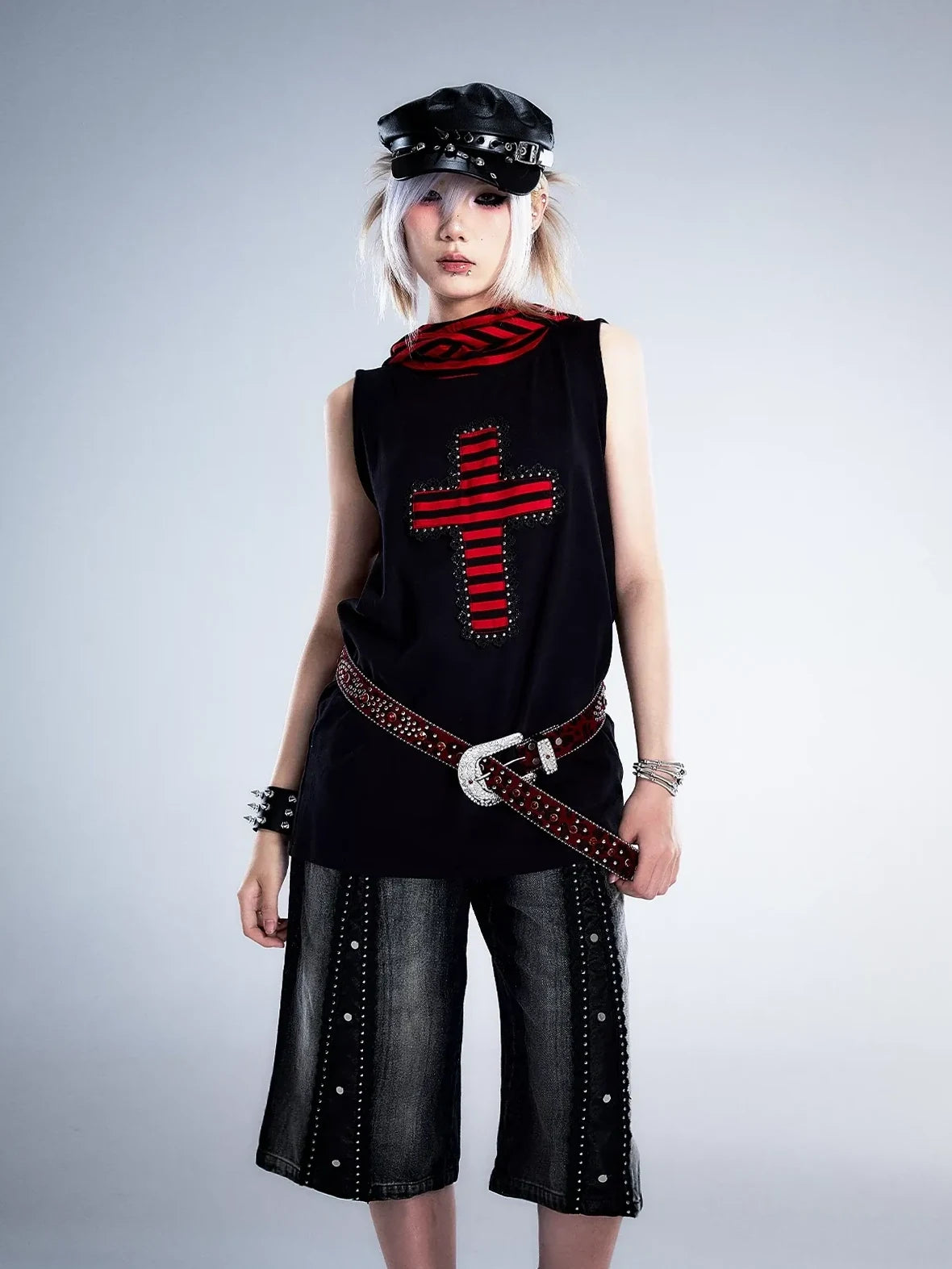 Frustration Garden Deconstructed Denim Wide Leg Punk Shorts