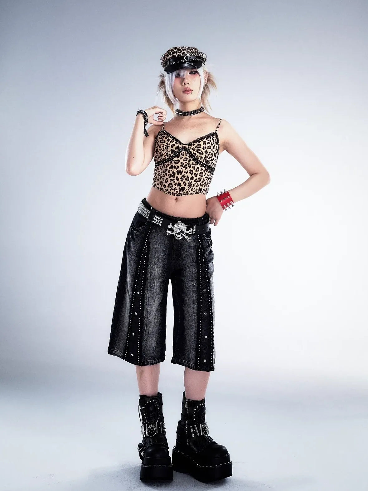Frustration Garden Deconstructed Denim Wide Leg Punk Shorts