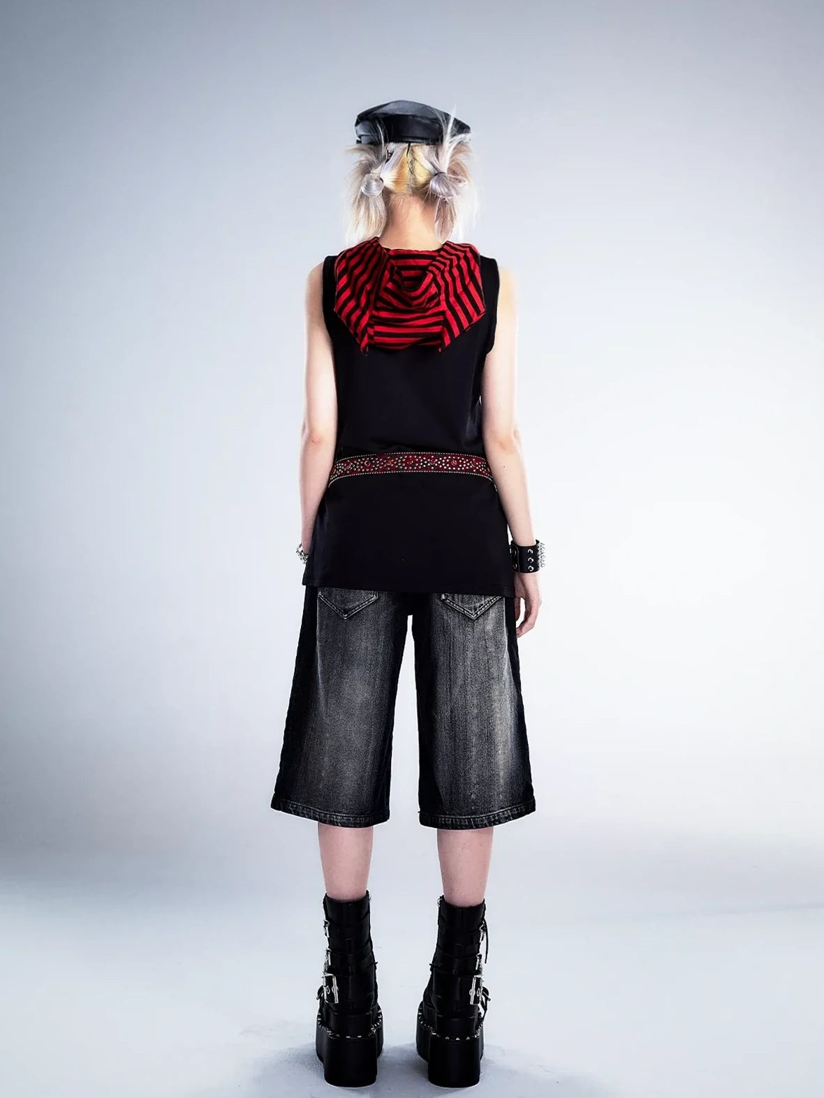 Frustration Garden Deconstructed Denim Wide Leg Punk Shorts