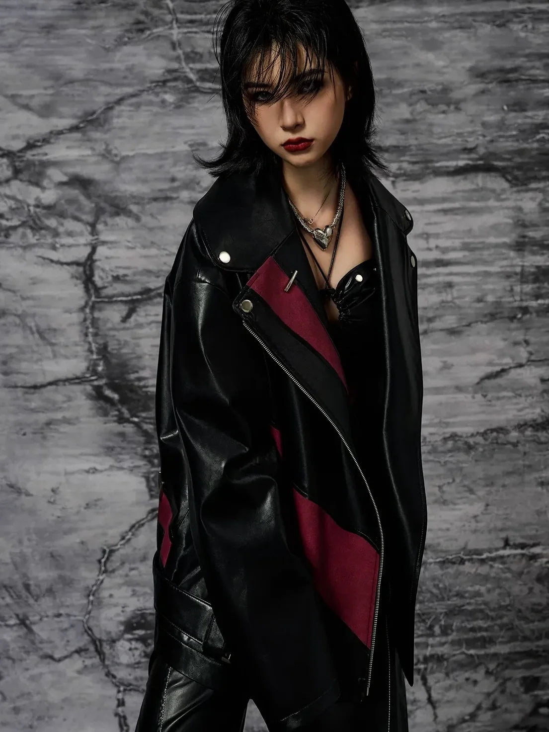 Heavy Distressed Punk Cracked Leather Jacket