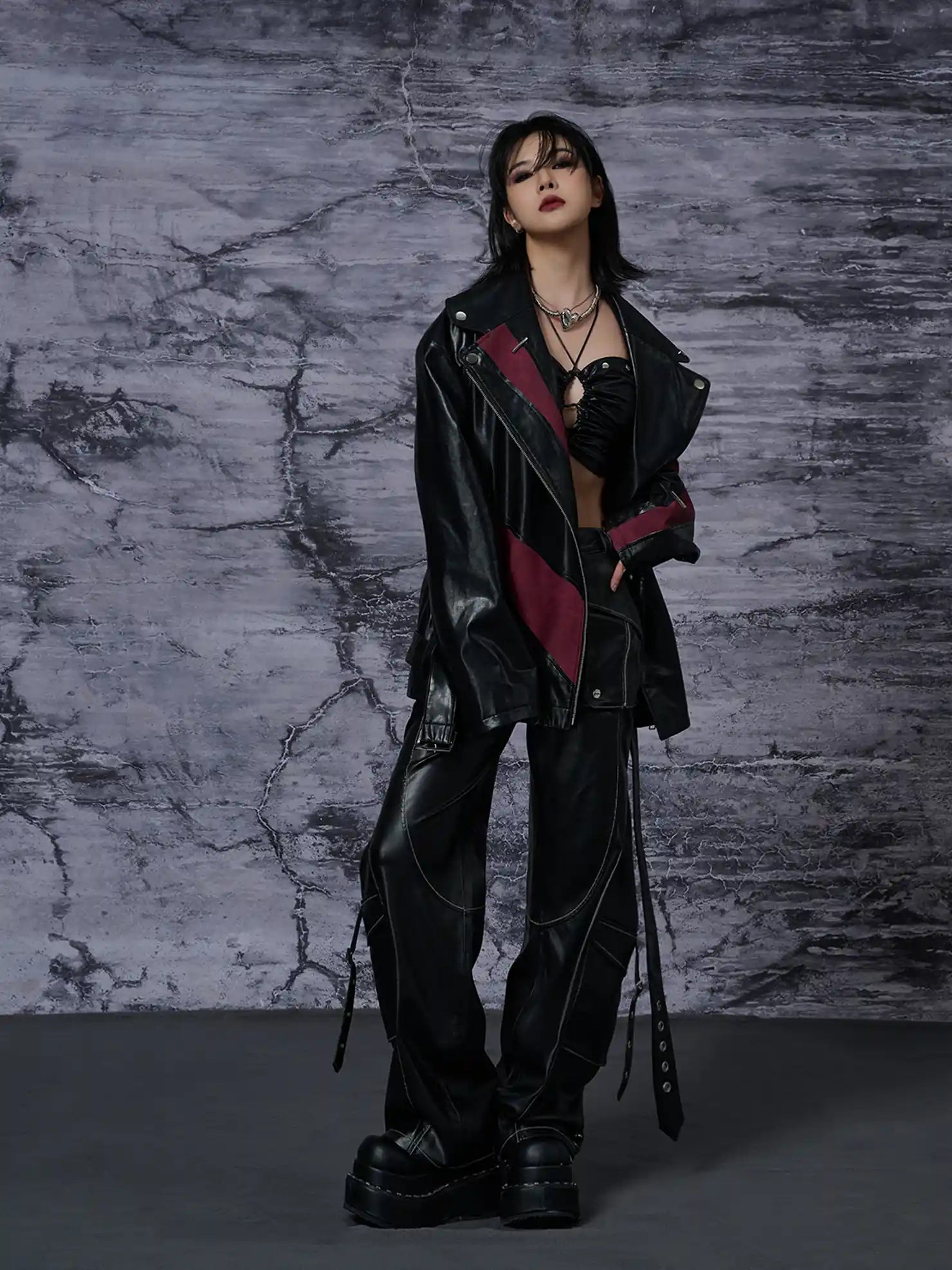 Heavy Distressed Punk Cracked Leather Jacket