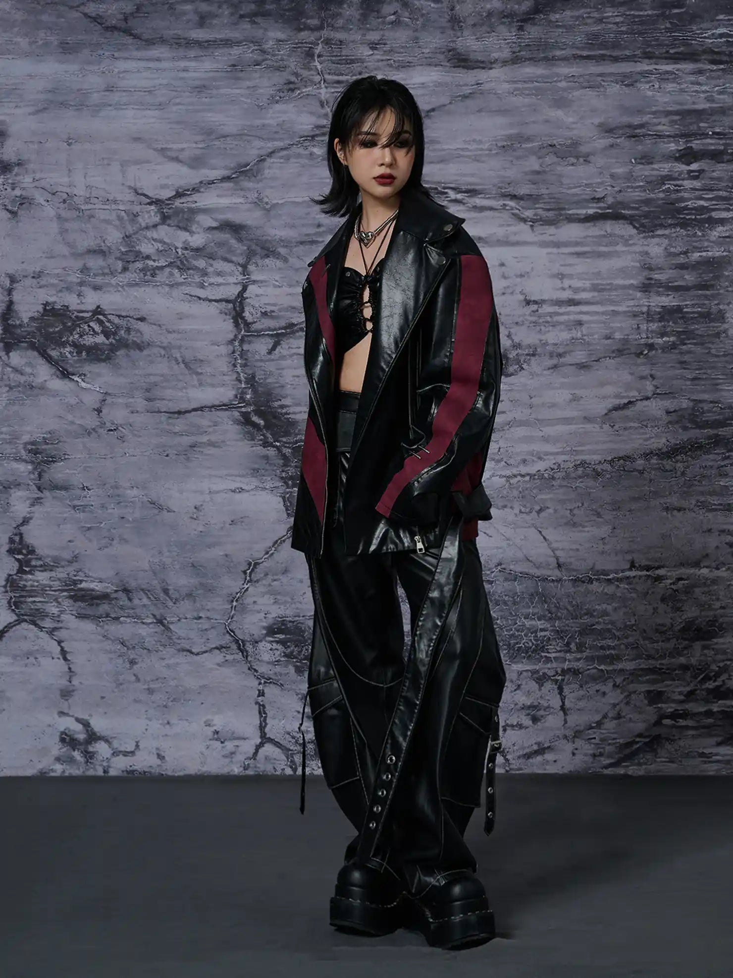 Heavy Distressed Punk Cracked Leather Jacket