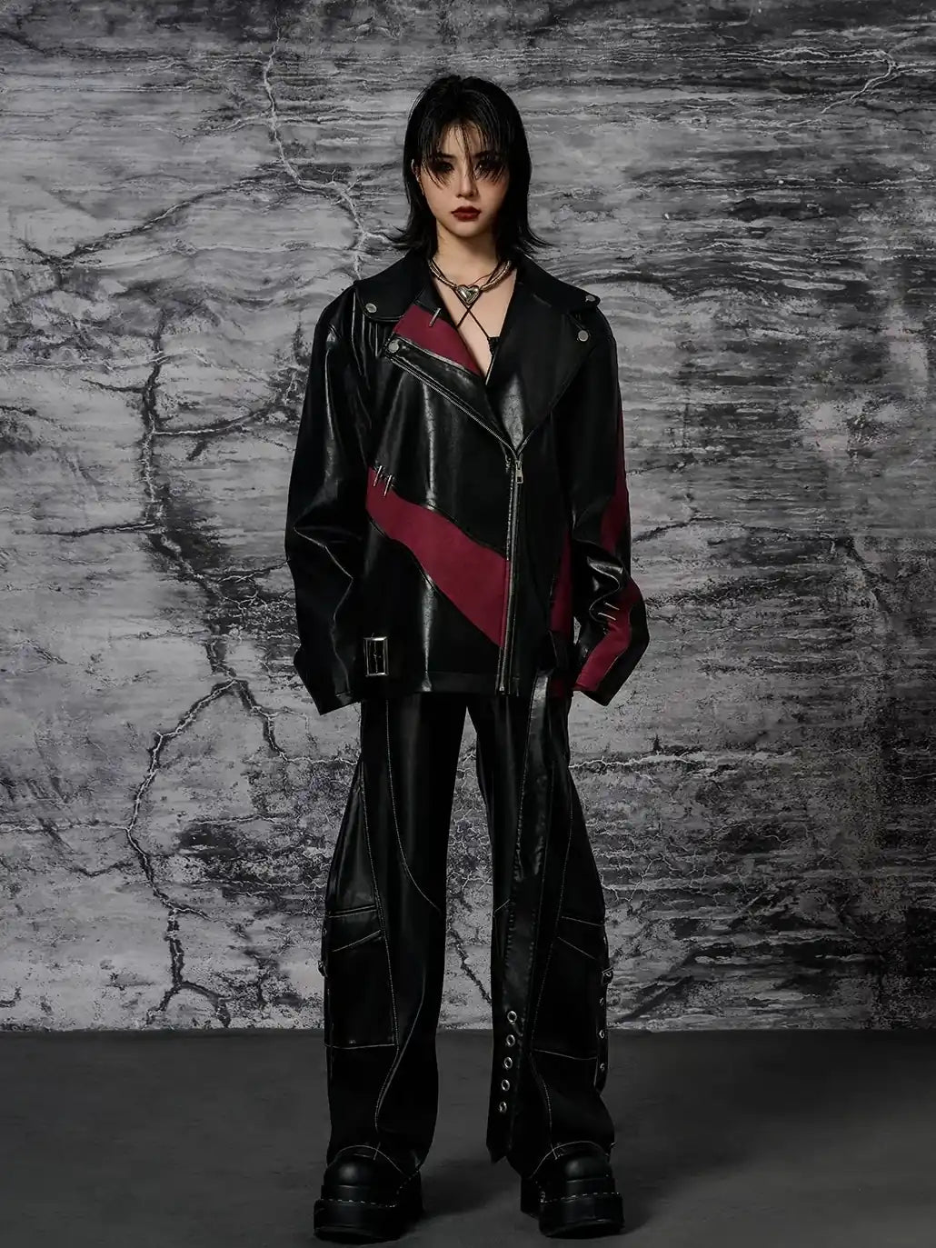 Heavy Distressed Punk Cracked Leather Jacket