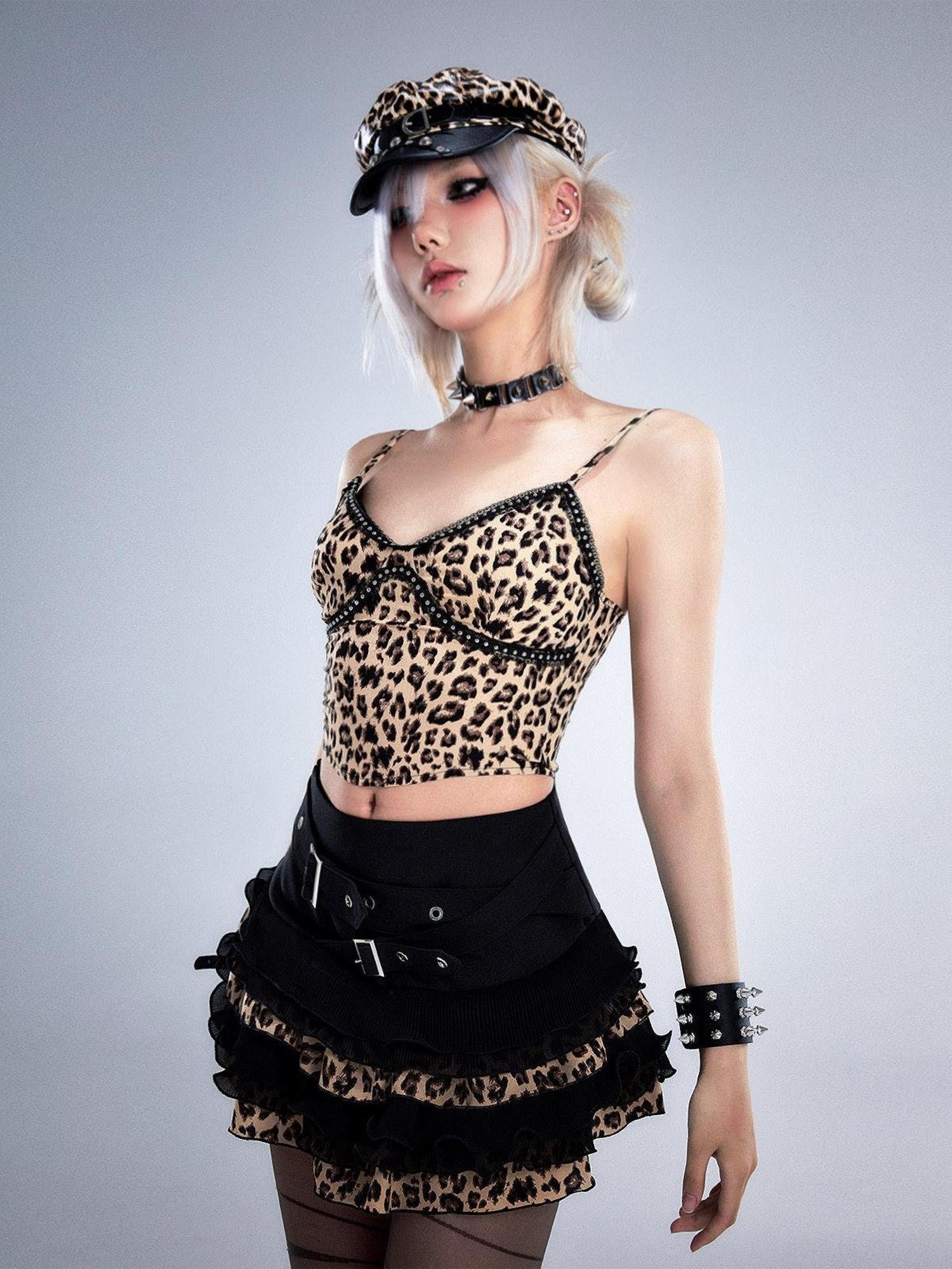 Frustration Garden Leopard Print Studded 3d Embellished Padded Women&