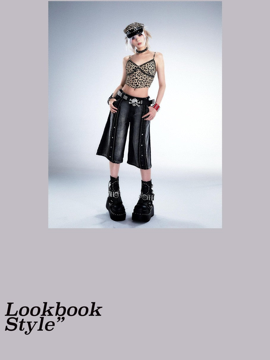 Frustration Garden Leopard Print Studded 3d Embellished Padded Women&