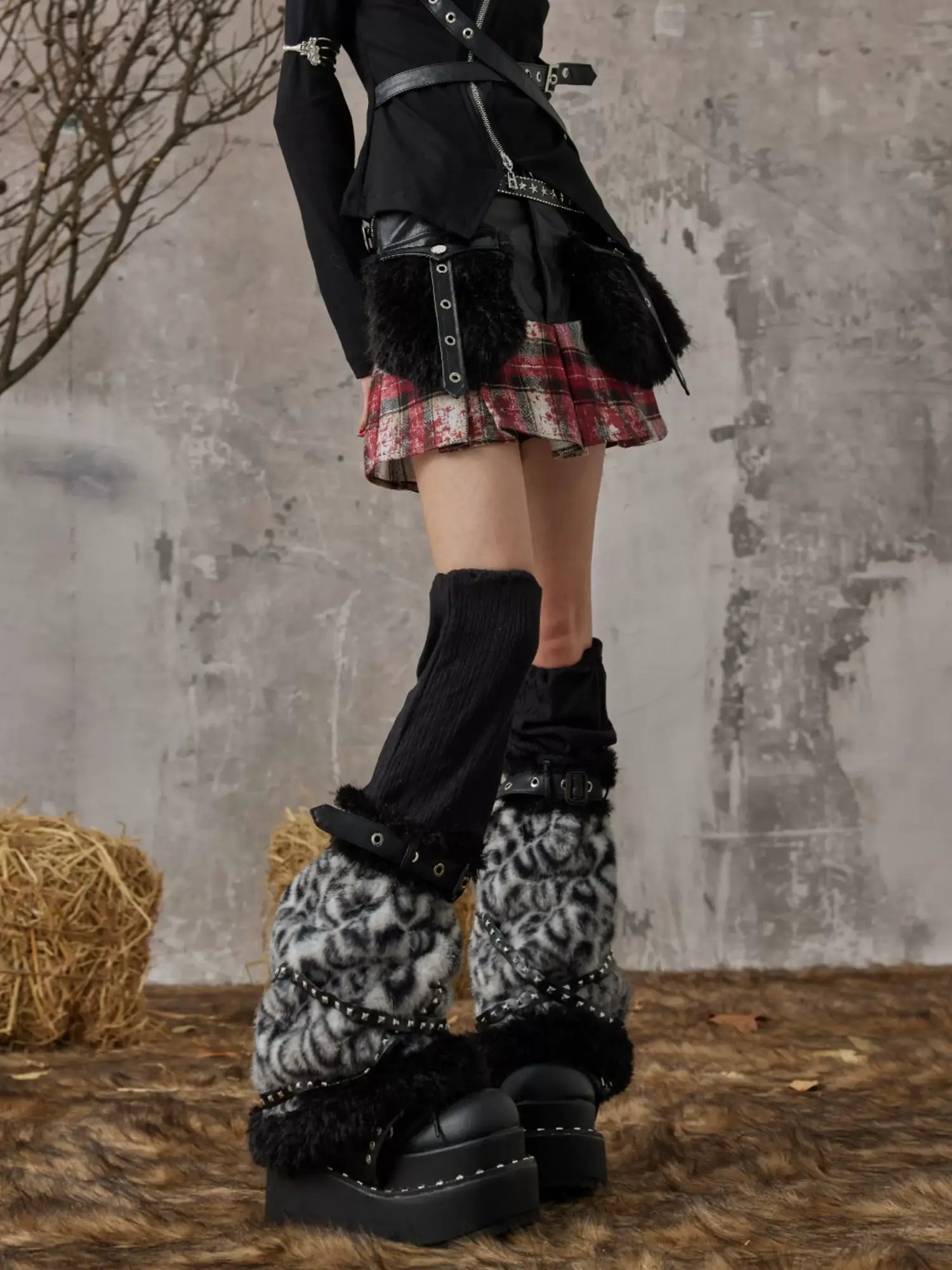 Frustration Garden Light Punk Leopard Leg Warmers