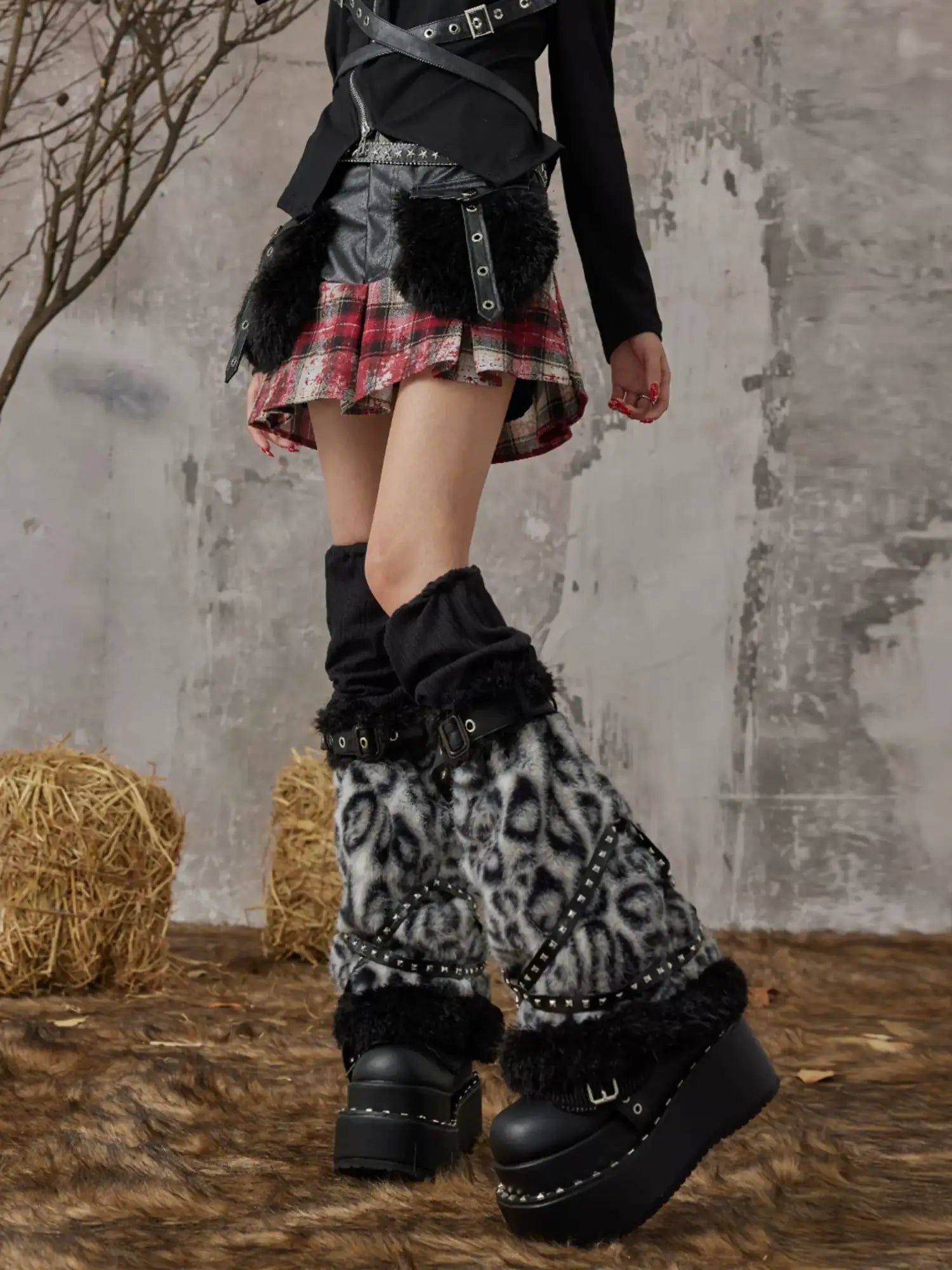 Frustration Garden Light Punk Leopard Leg Warmers