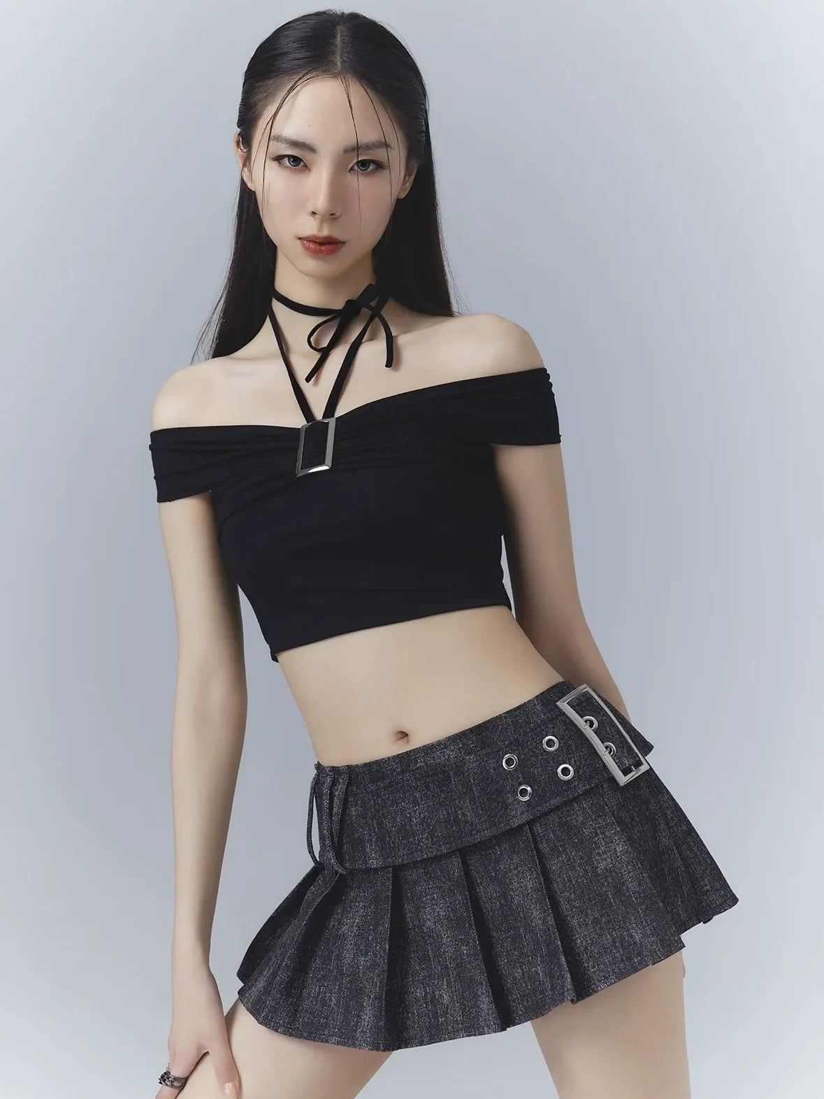 Frustration Garden One Shoulder Ribbed Crop Top