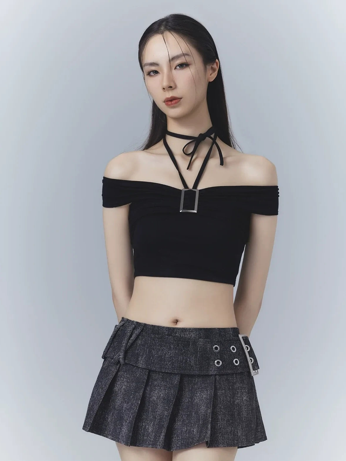 Frustration Garden One Shoulder Ribbed Crop Top