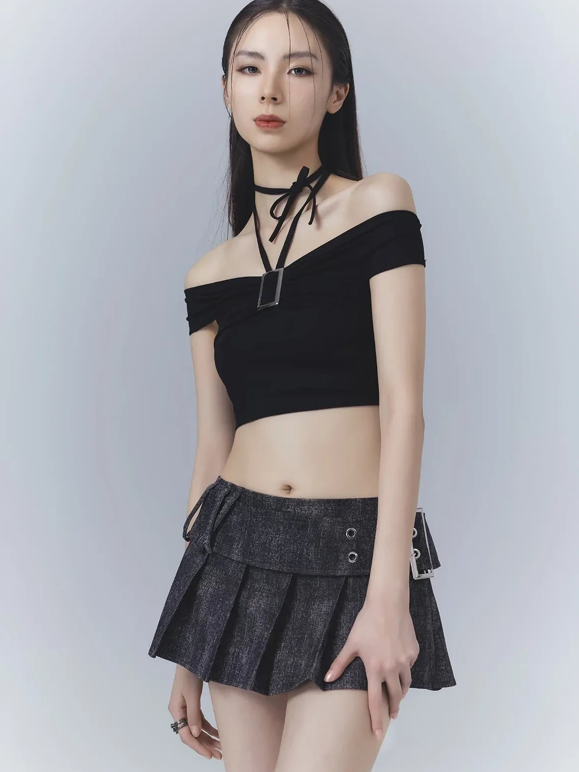 Frustration Garden One Shoulder Ribbed Crop Top