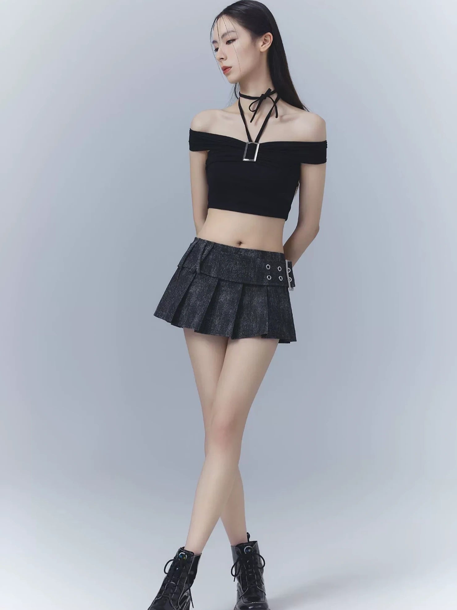 Frustration Garden One Shoulder Ribbed Crop Top