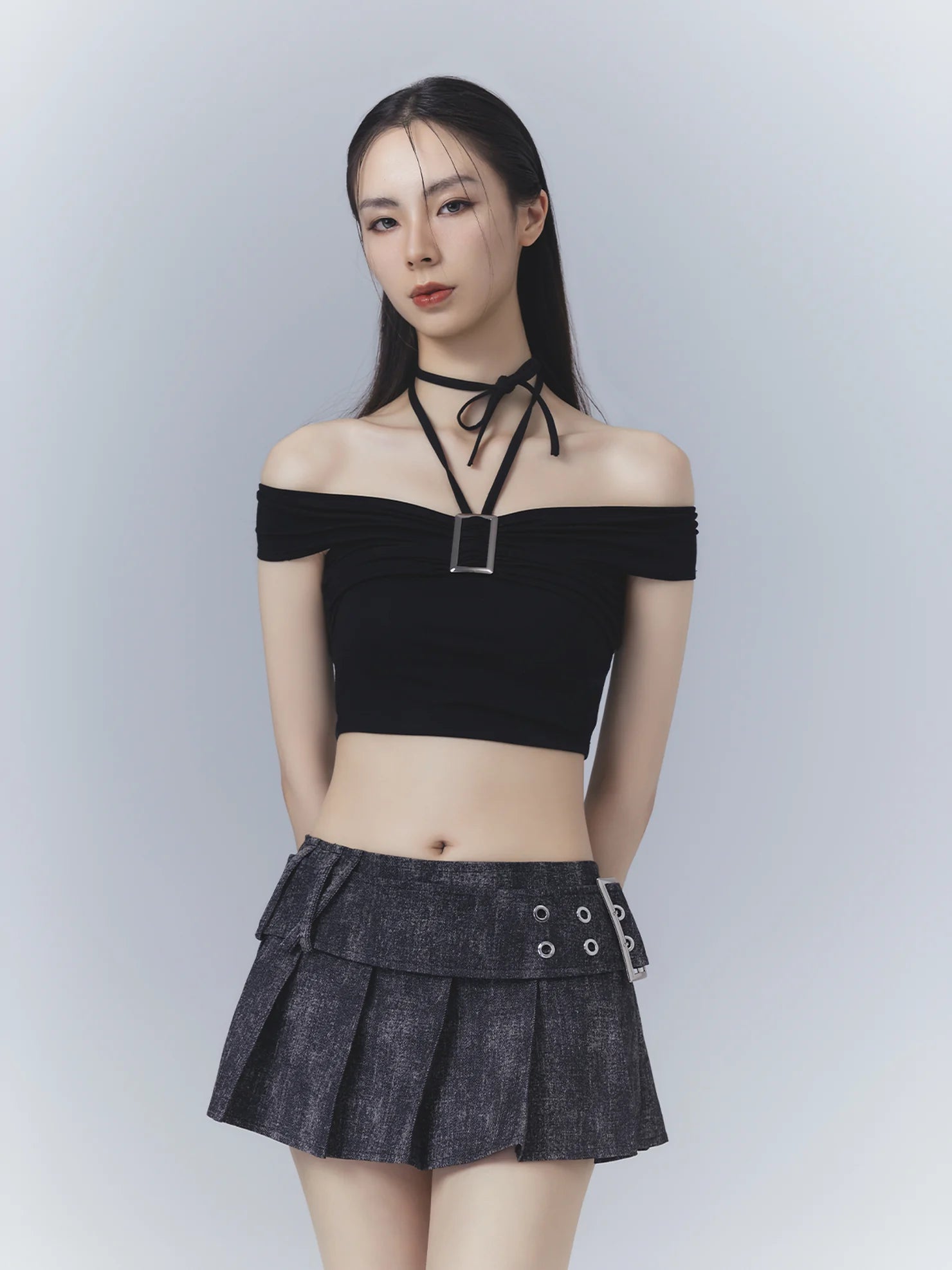 Frustration Garden One Shoulder Ribbed Crop Top