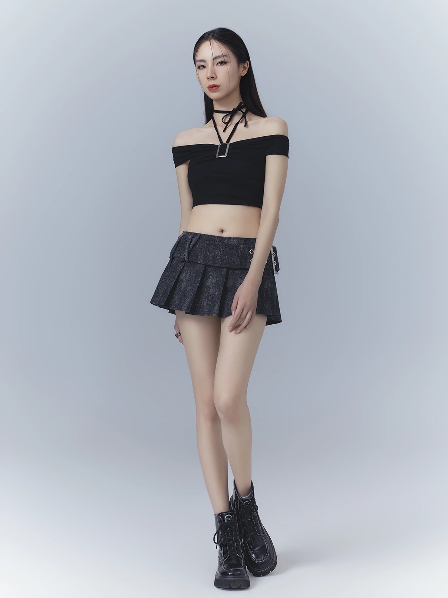 Frustration Garden One Shoulder Ribbed Crop Top