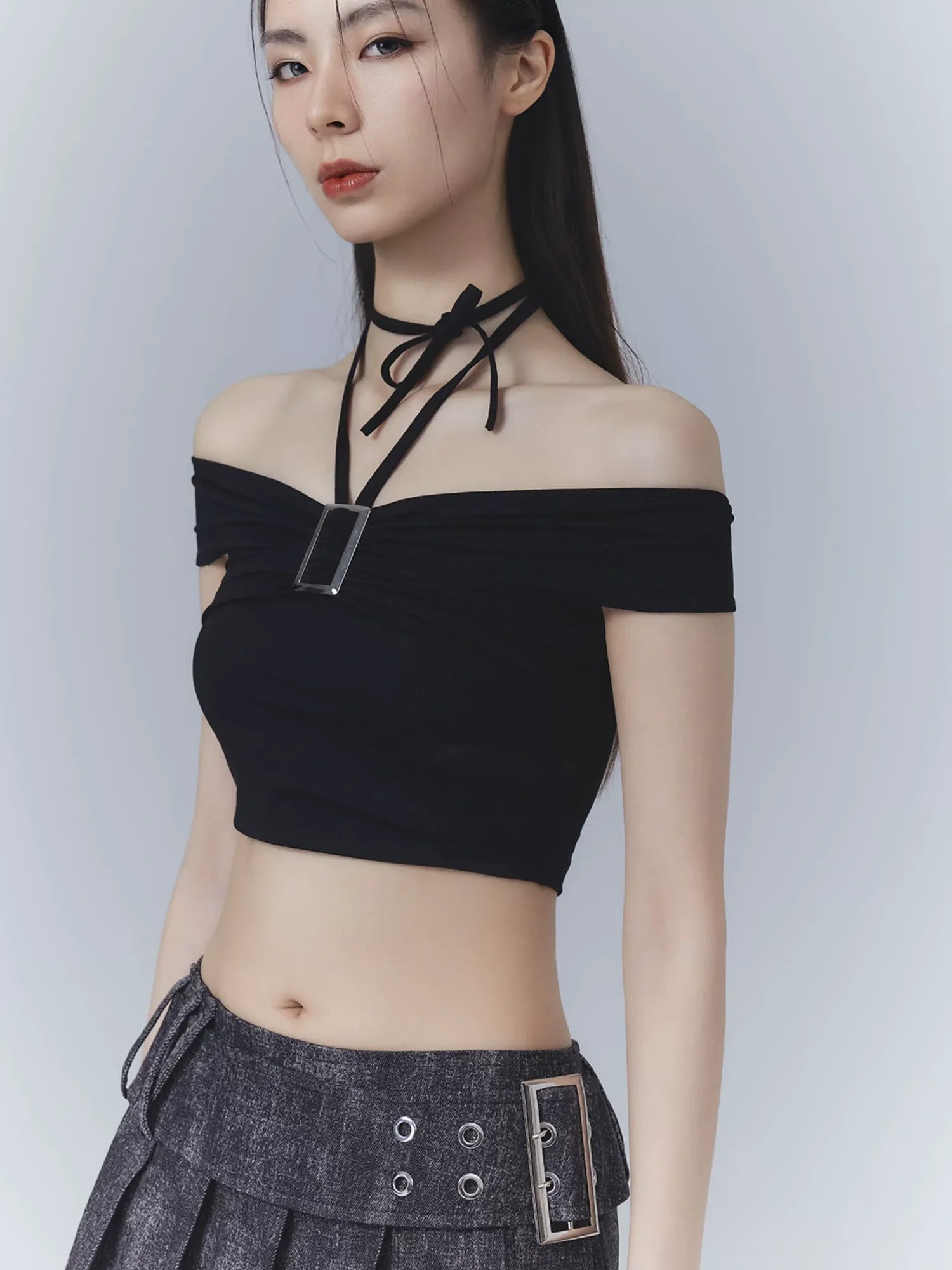 Frustration Garden One Shoulder Ribbed Crop Top