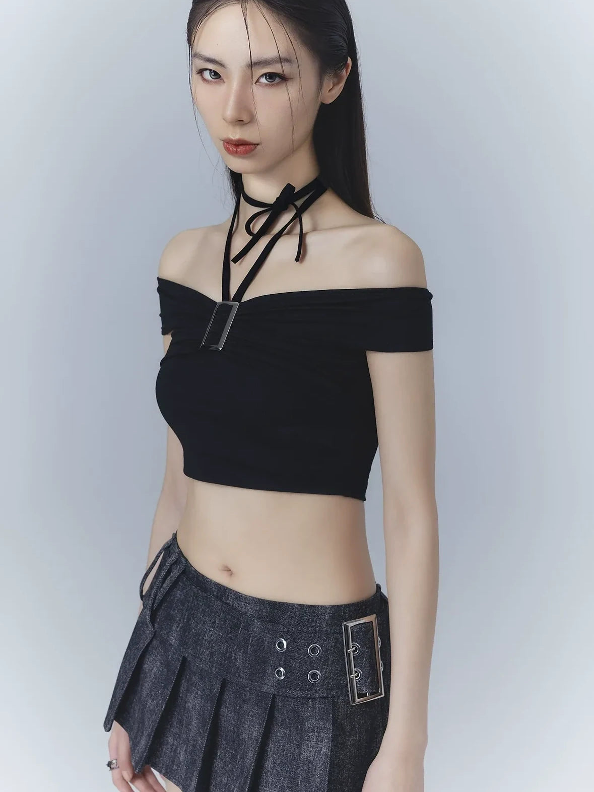 Frustration Garden One Shoulder Ribbed Crop Top