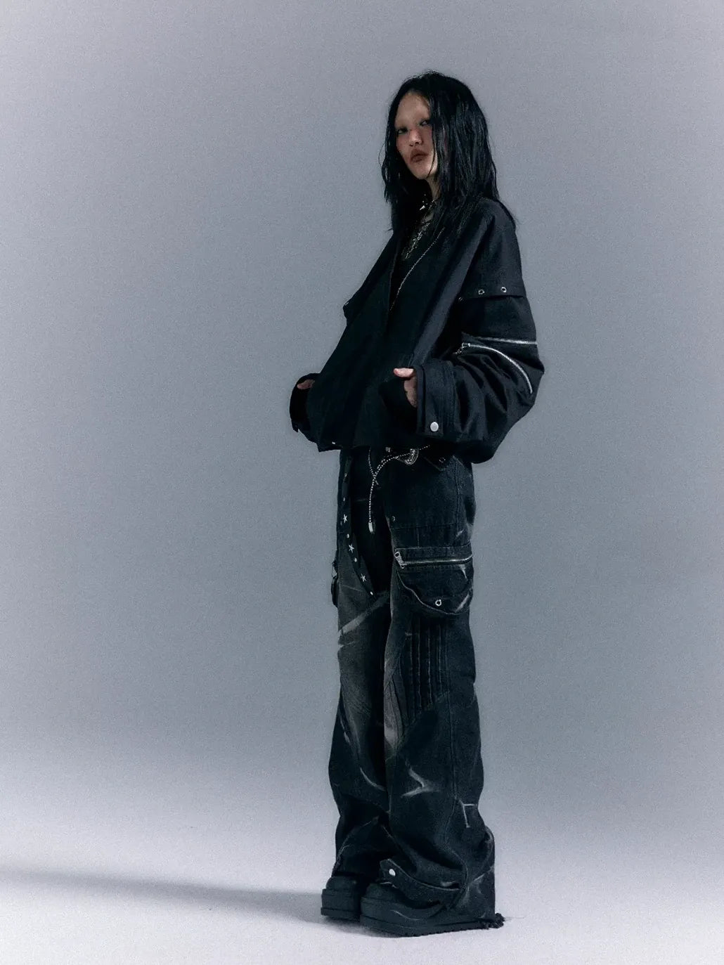 Frustration Garden Oversized Punk Aviator Jacket