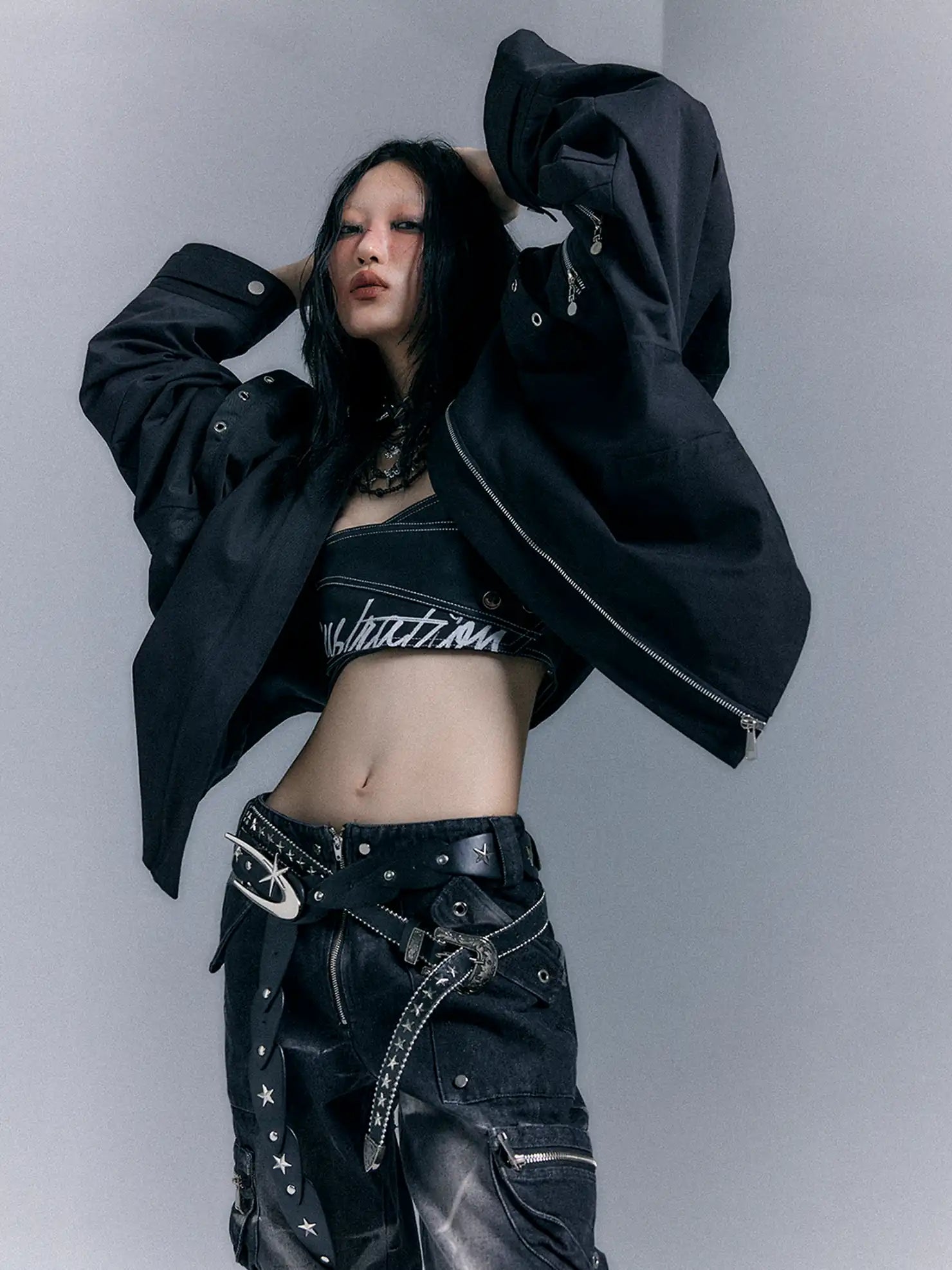 Frustration Garden Oversized Punk Aviator Jacket