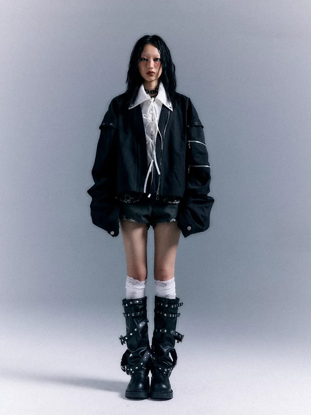 Frustration Garden Oversized Punk Aviator Jacket