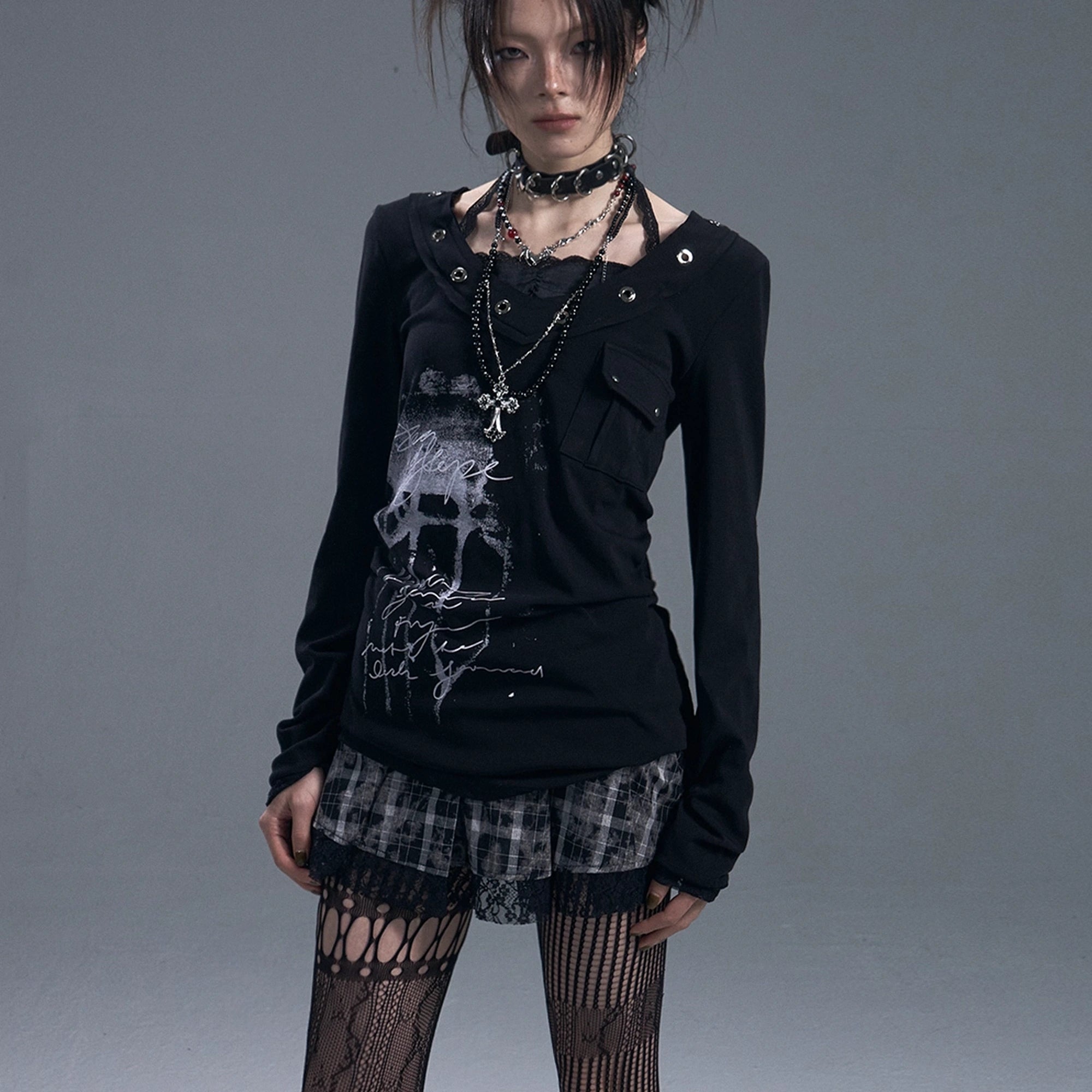 Frustration_Garden_Punk_Chiffon_Print_Layered_T-shirt_MISSTT