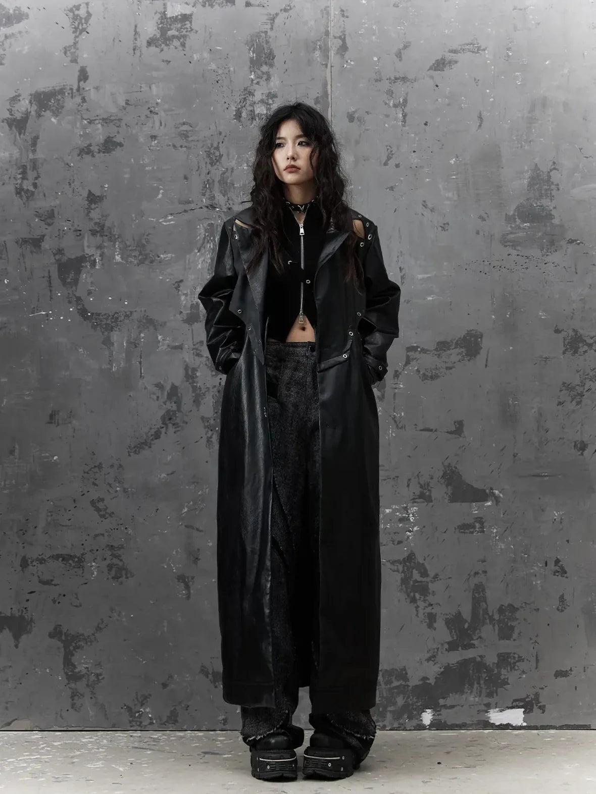 Punk Deconstructed Long Leather Coat