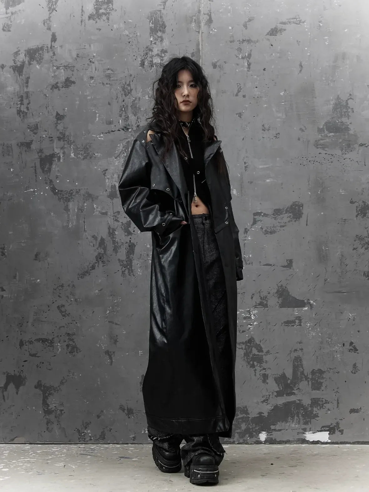 Punk Deconstructed Long Leather Coat