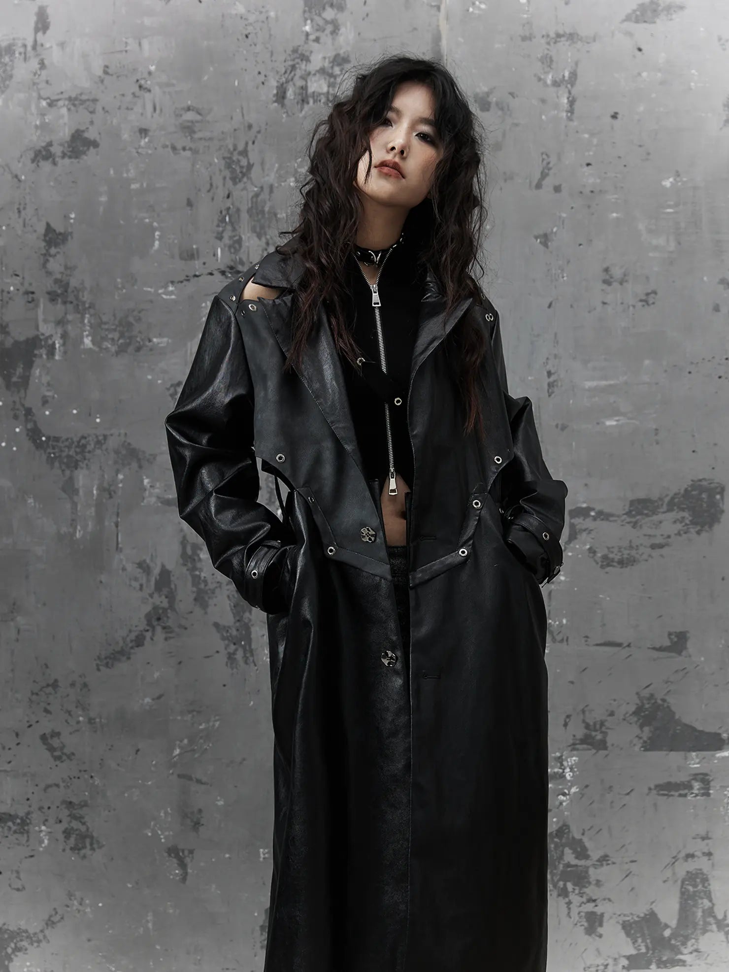 Punk Deconstructed Long Leather Coat