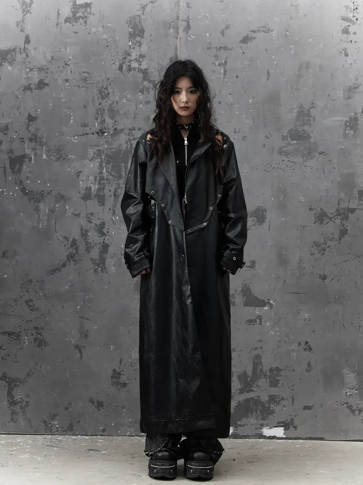 Punk Deconstructed Long Leather Coat