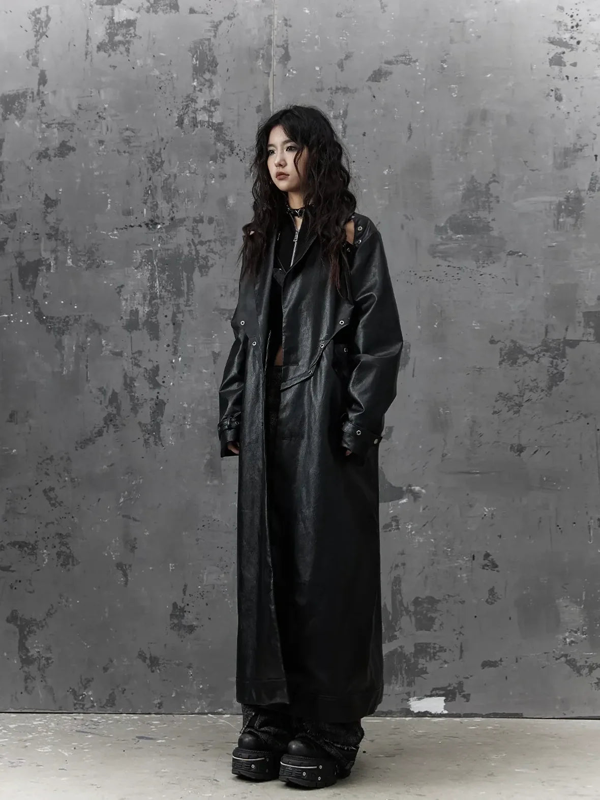 Punk Deconstructed Long Leather Coat