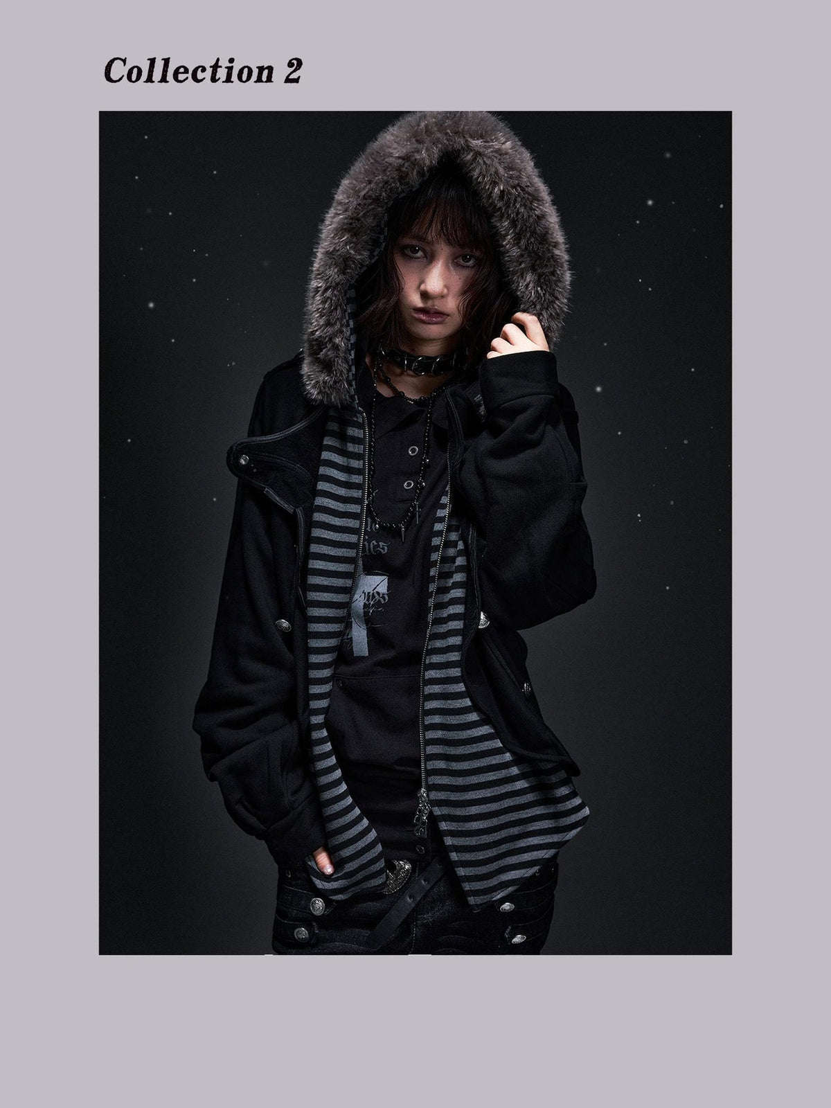 Frustration Garden Punk Faux Layered Fur Trim Striped Color Block Women&