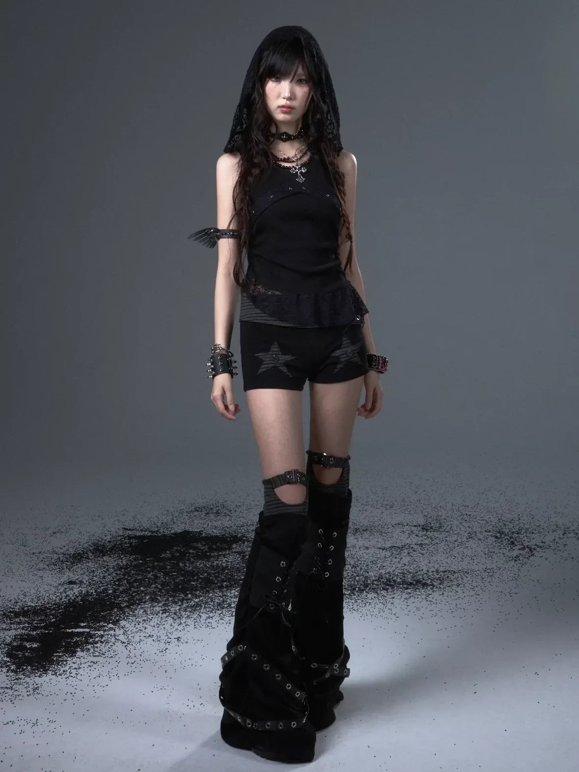 Frustration Garden Punk Knit Lace Up Leg Warmers