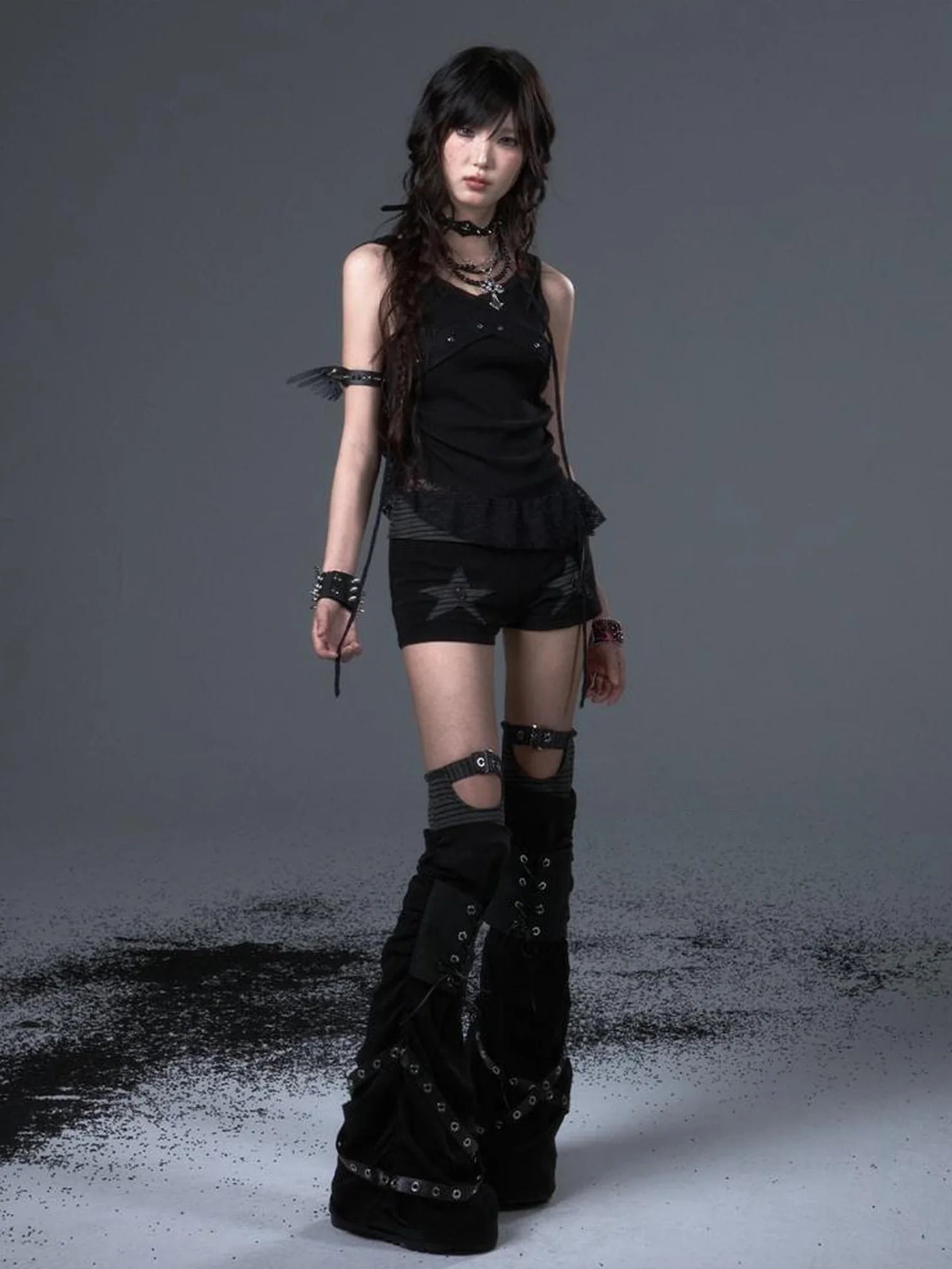 Frustration Garden Punk Knit Lace Up Leg Warmers