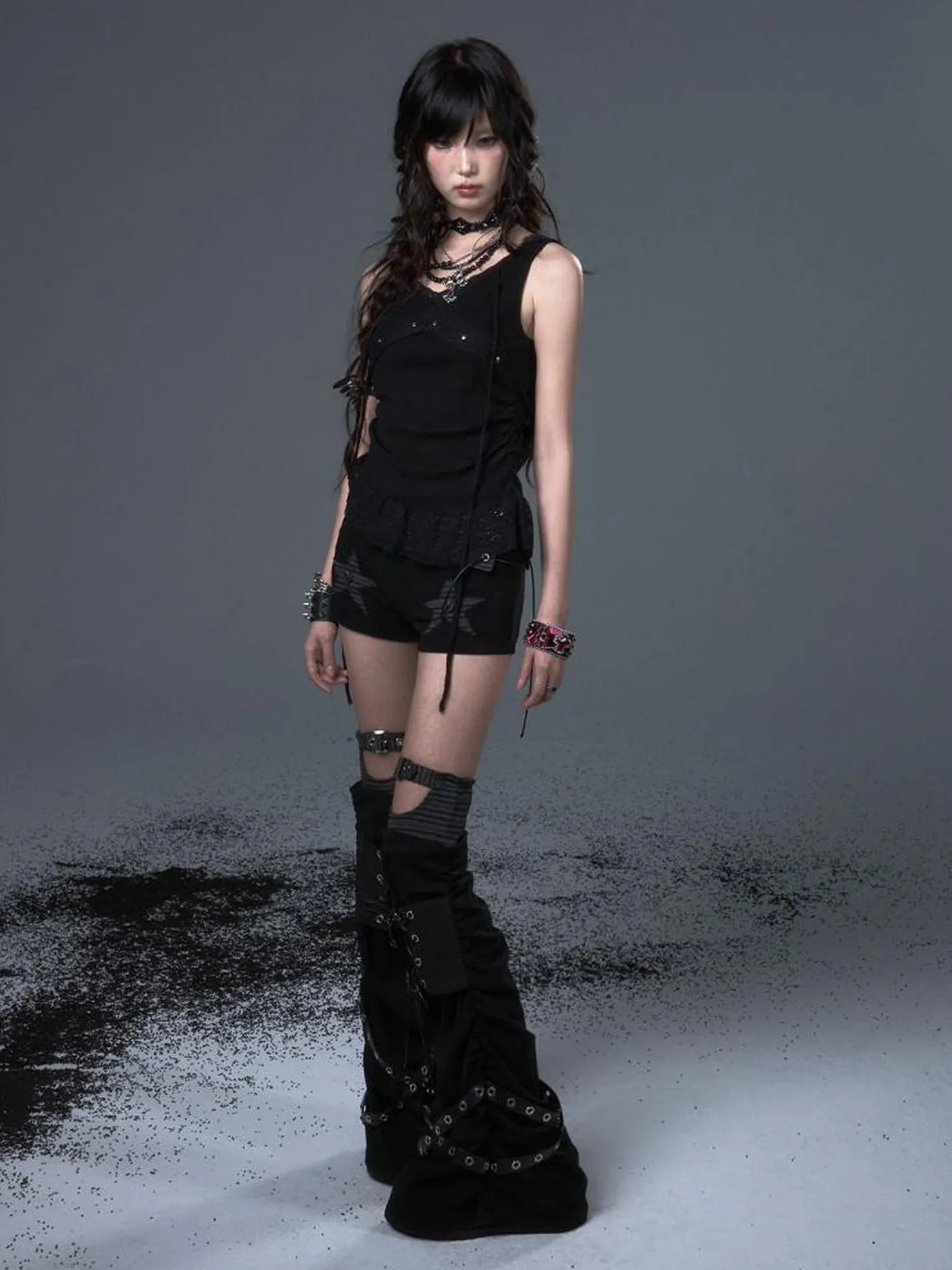 Frustration Garden Punk Knit Lace Up Leg Warmers