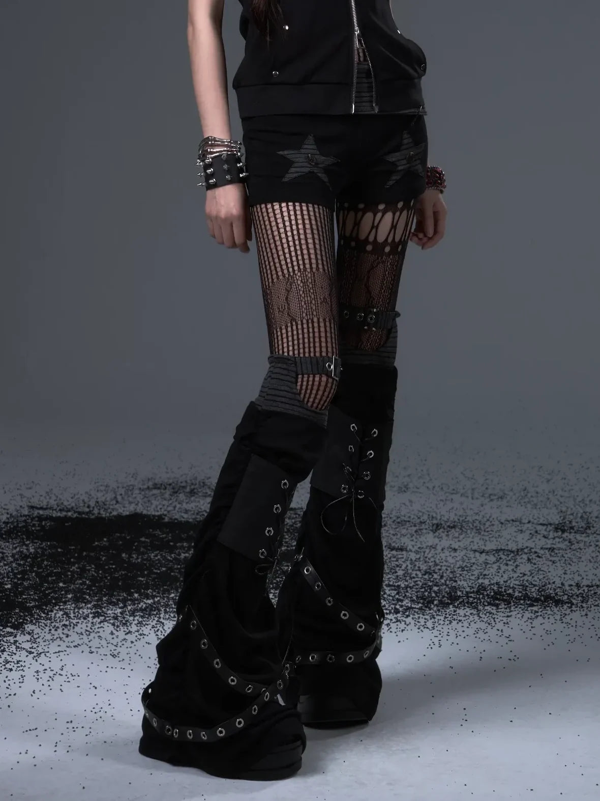 Frustration Garden Punk Knit Lace Up Leg Warmers