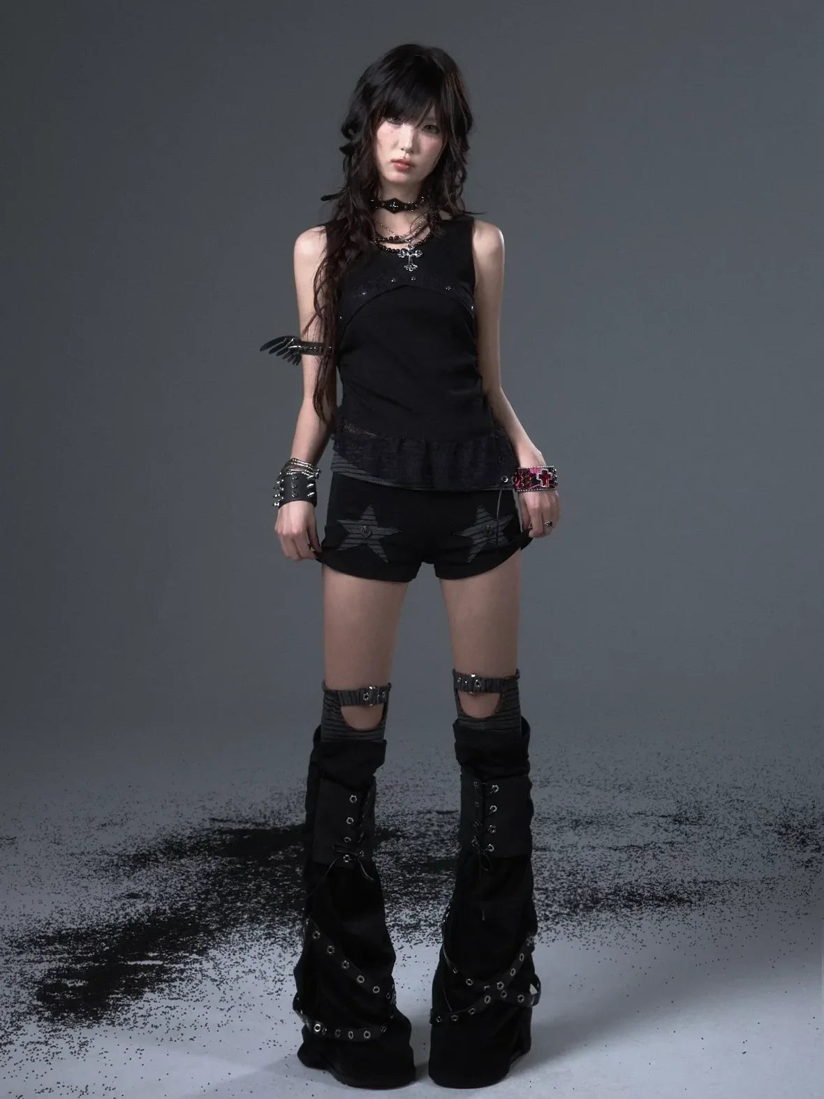 Frustration Garden Punk Knit Lace Up Leg Warmers