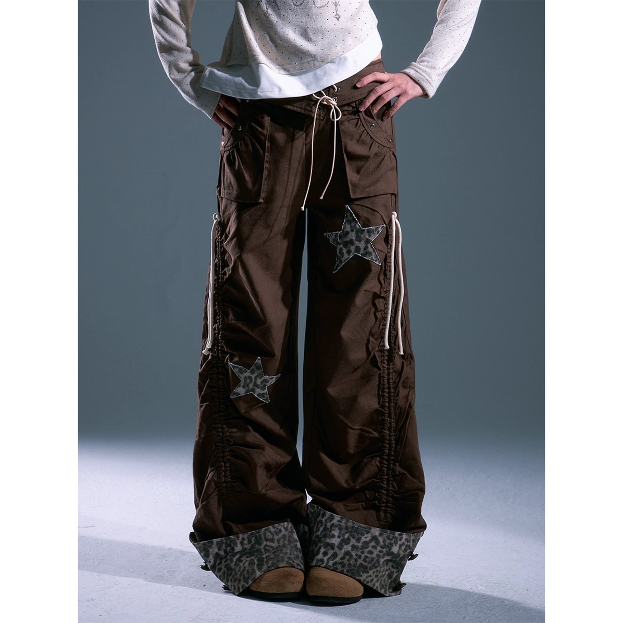 Frustration_Garden_Punk_Light_Y2_K_Leopard_Star_Drawstring_Trousers_MISSTT