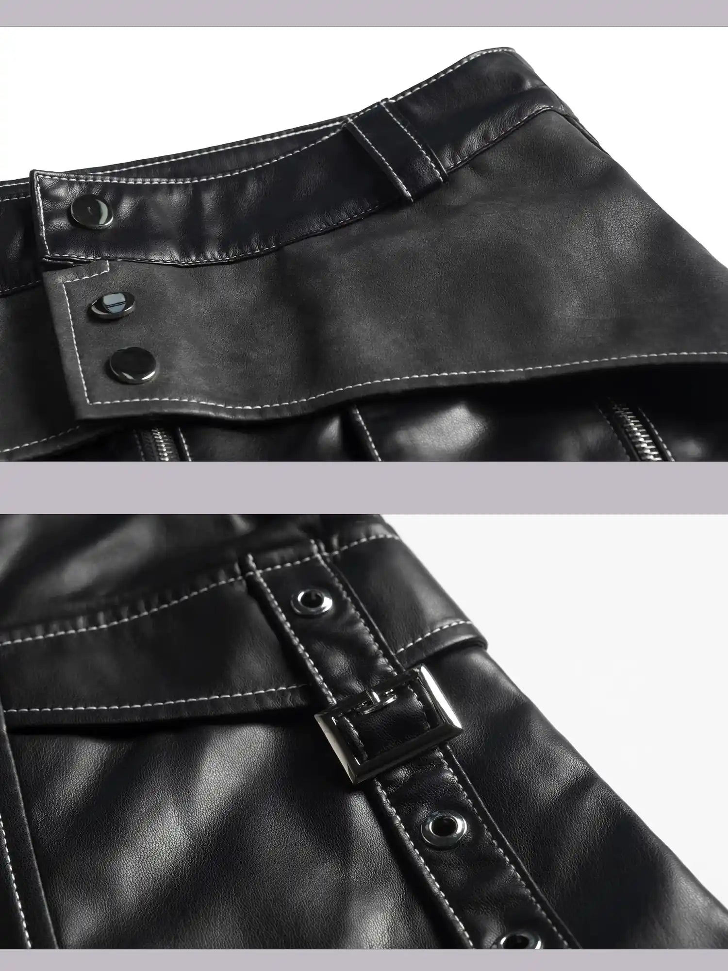 Frustration Garden Punk Metal Trimmed Leather Trousers